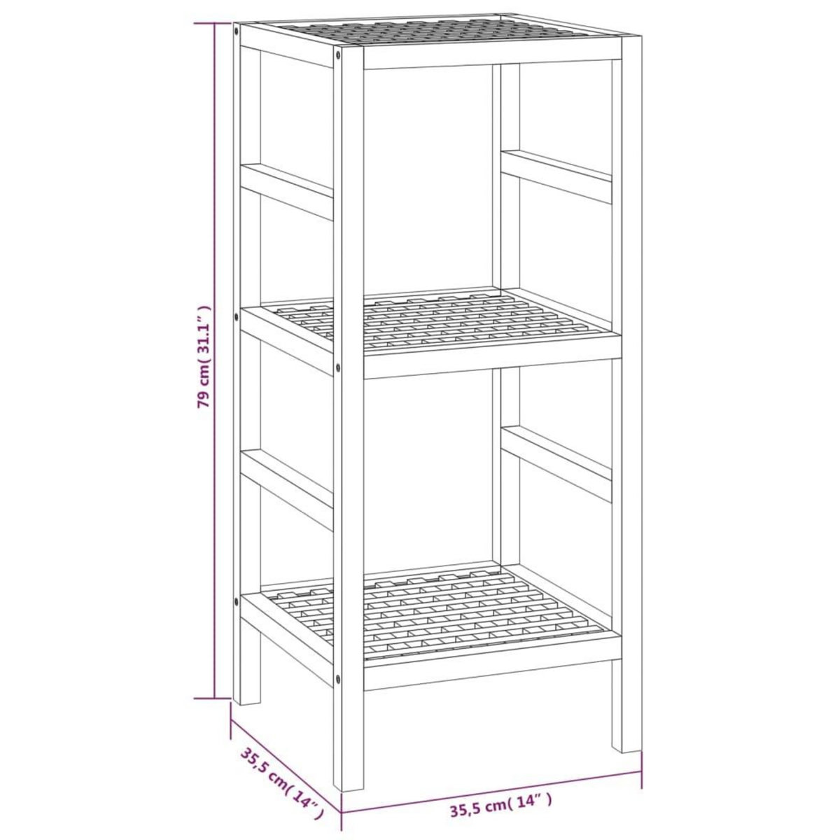 VIDAXL Etagere de salle de bain 35,5x35,5x79 cm Bois massif de noyer