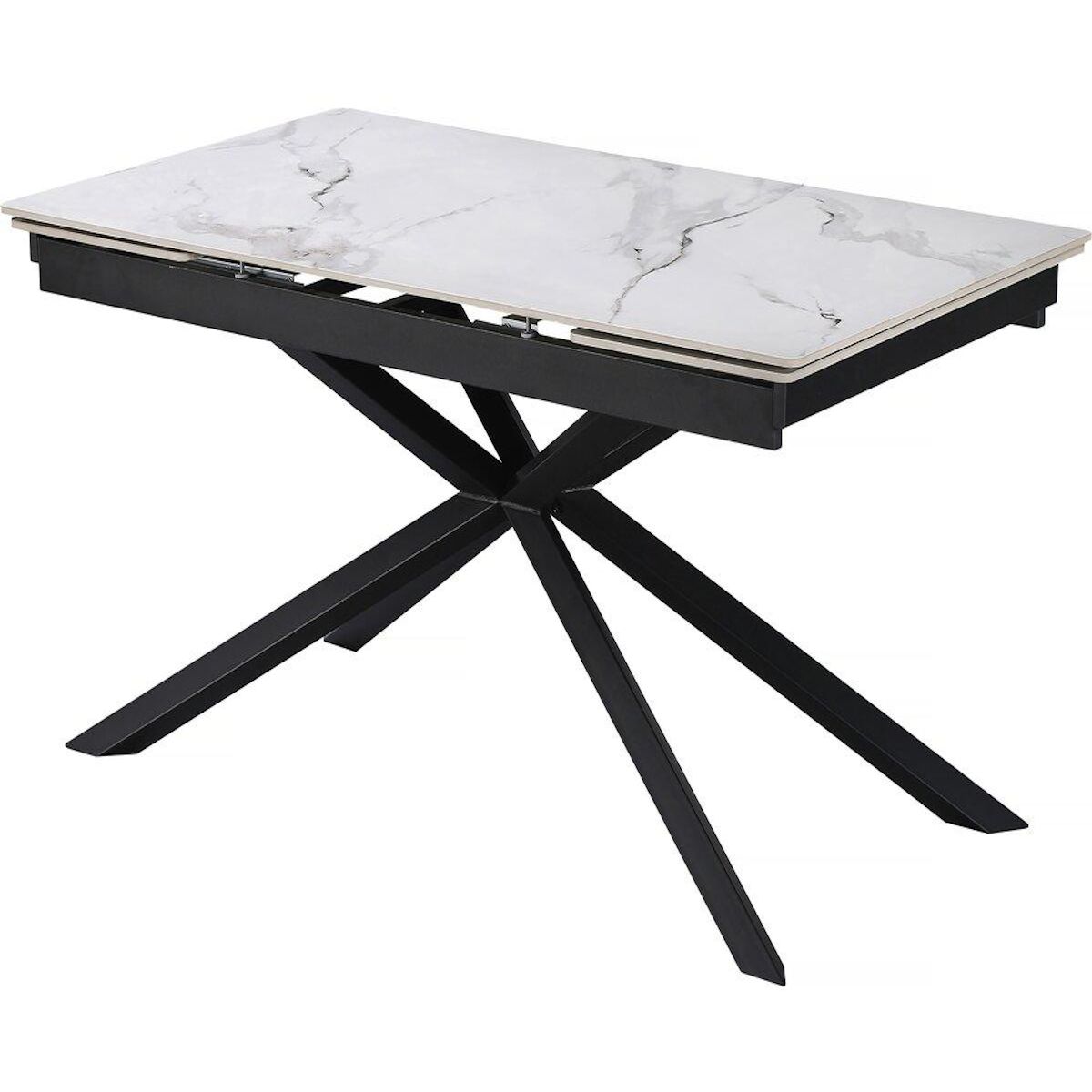 Habitat et Jardin Table à manger extensible en céramique 6 à 10 personnes  Celeste  - Blanc marbré gris