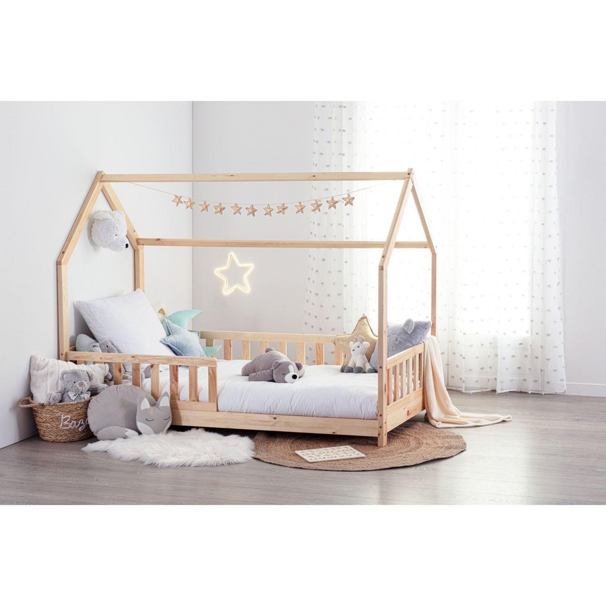 Atmosphera Kids Lit cabane Bosco pour enfant - 90 x 190 cm - Marron