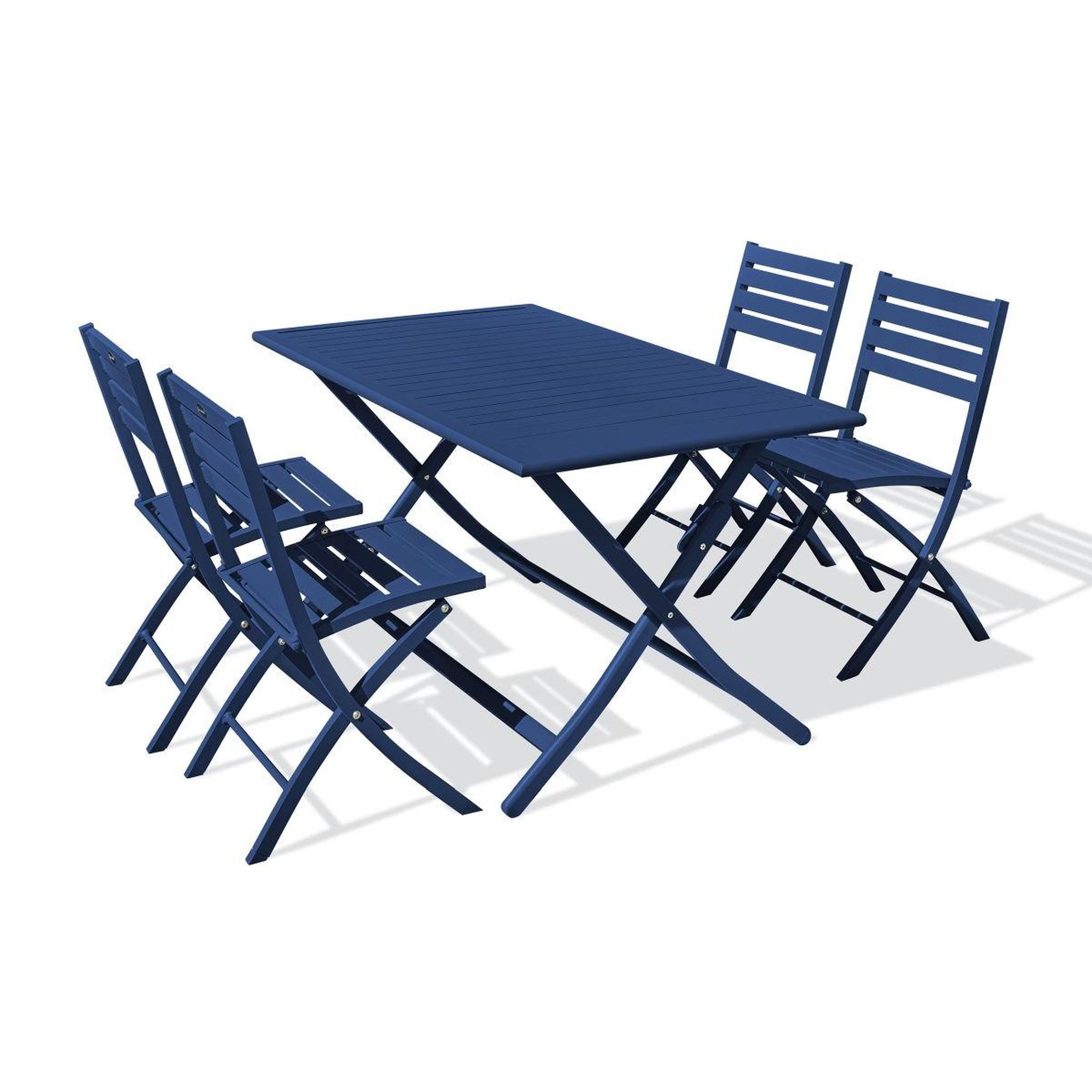 Voir la diapositive 2 : Paris Prix Table de Jardin Pliante & 4 Chaises  Marius  140cm Bleu Marine