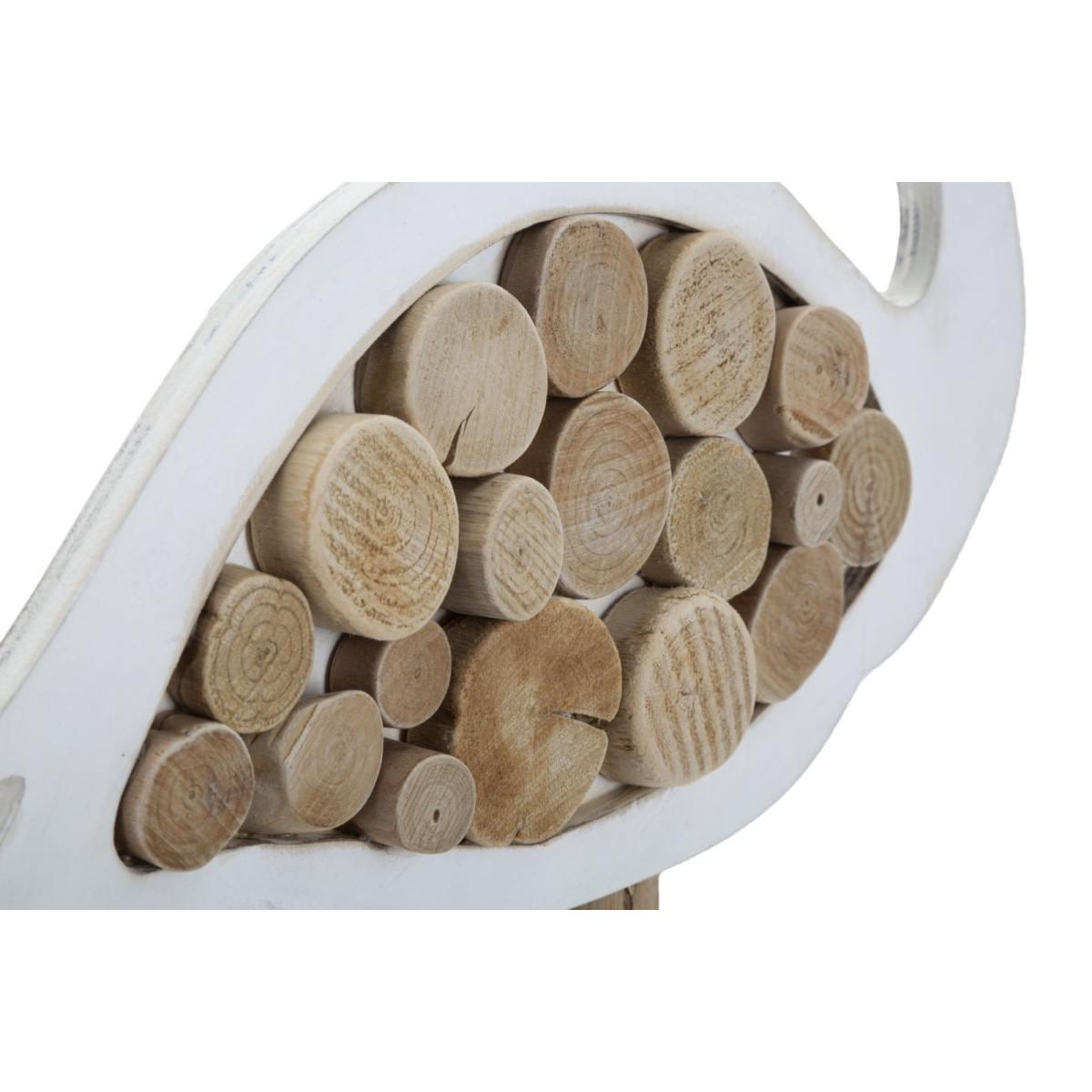 Voir la diapositive 3 : Paris Prix Statue flamant rose en bois  tanoak  56cm naturel & blanc
