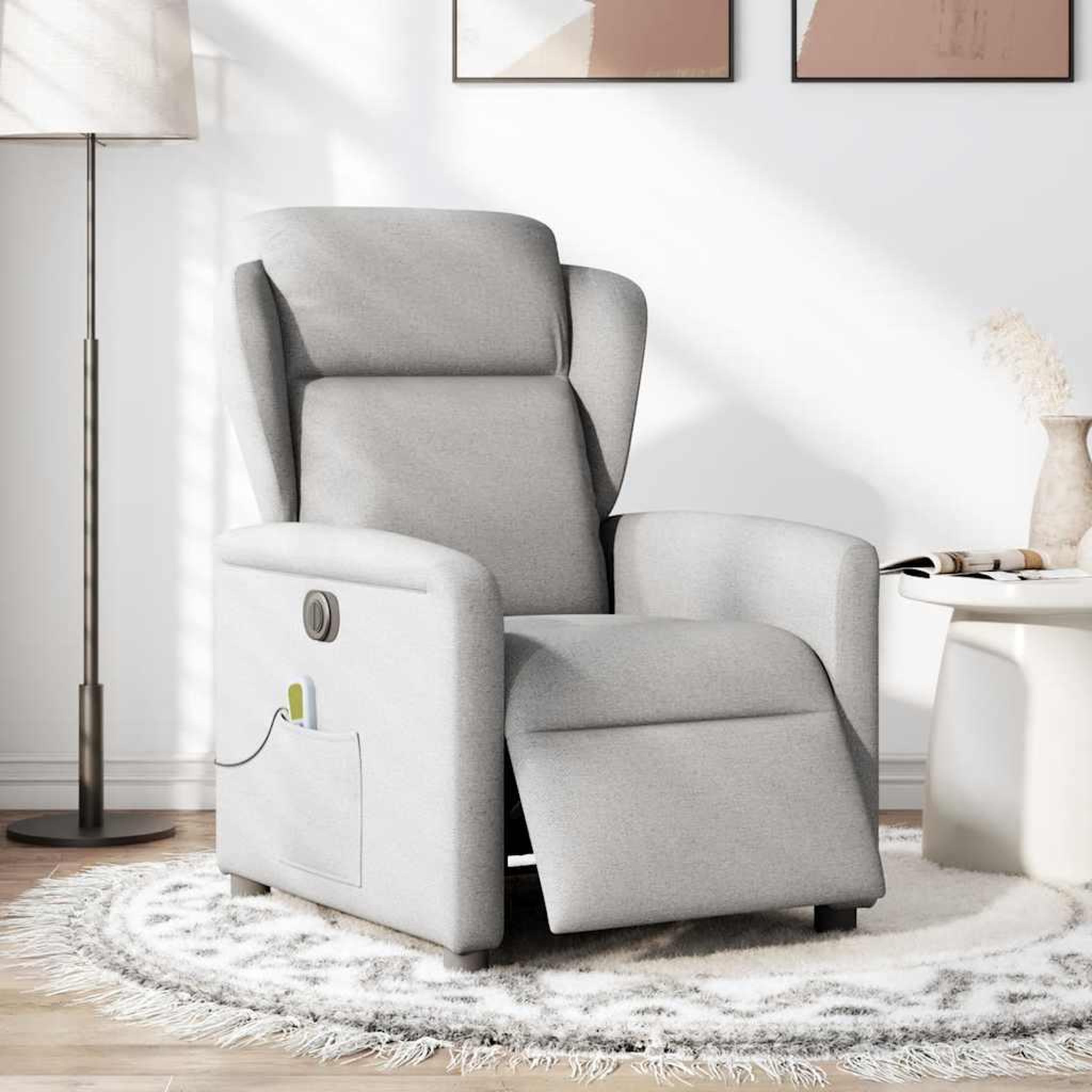 Voir la diapositive 2 : VIDAXL Fauteuil de massage inclinable electrique gris nuage tissu