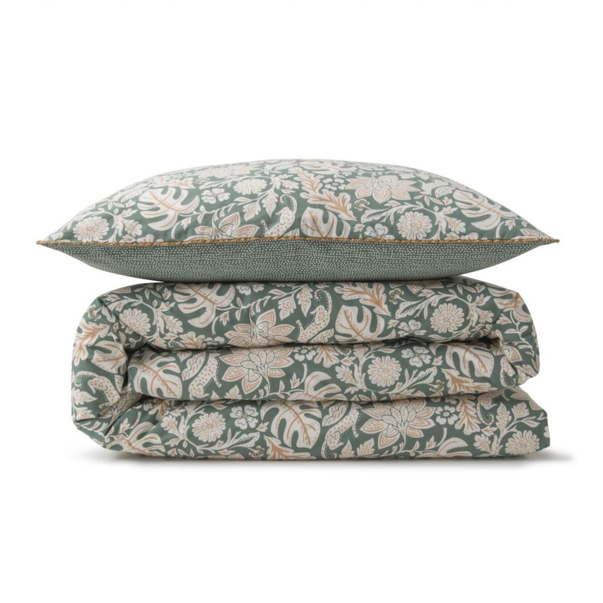 FUTURE HOME Parure de lit 2 personnes floral et pois en coton