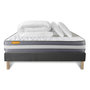 Voir la diapositive 2 : SEPTNUITS PACK matelas + sommier gris Memo Plus Mémoire de forme 3 zones + 2 oreillers + couette