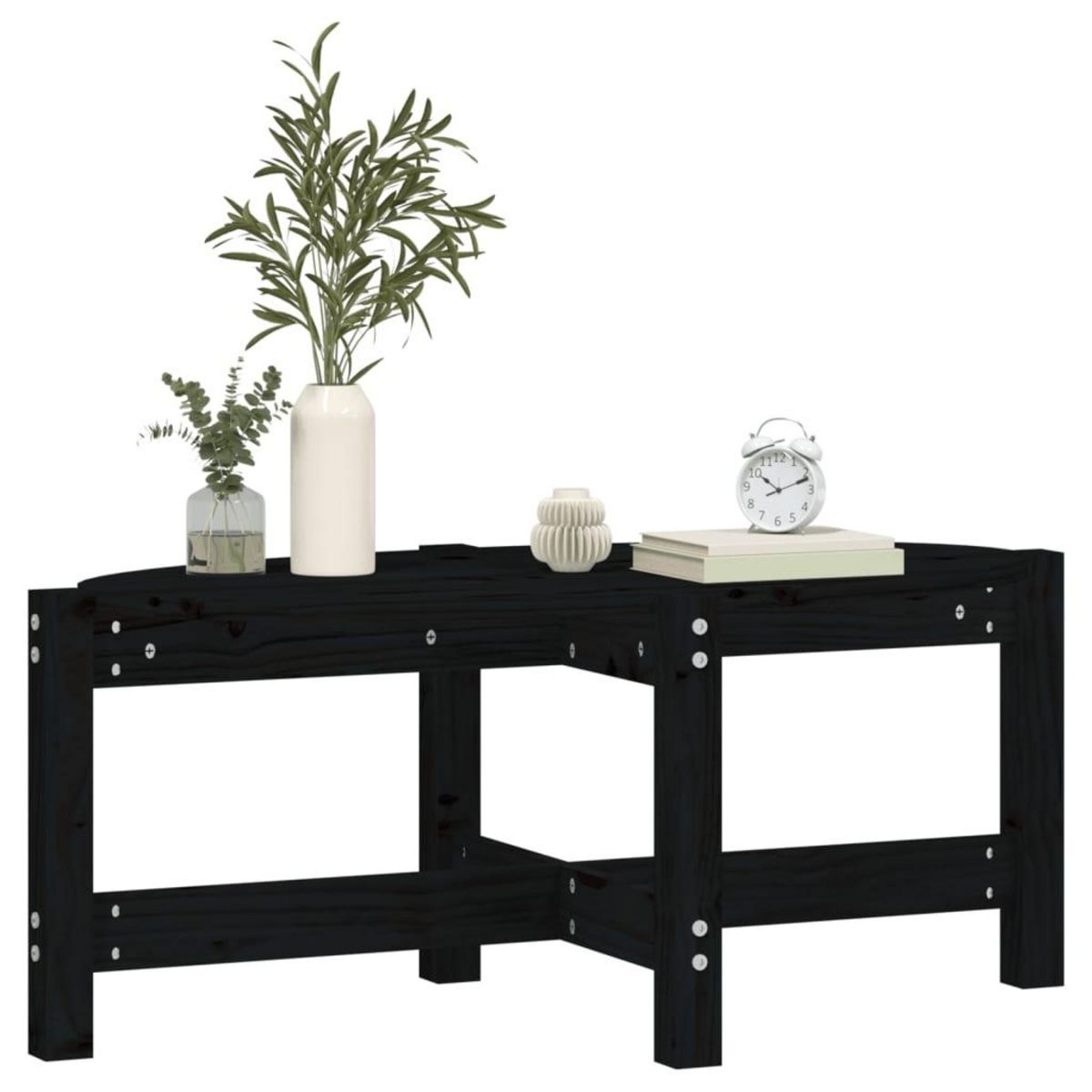 VIDAXL Table basse Noir 87x48x35 cm Bois massif de pin