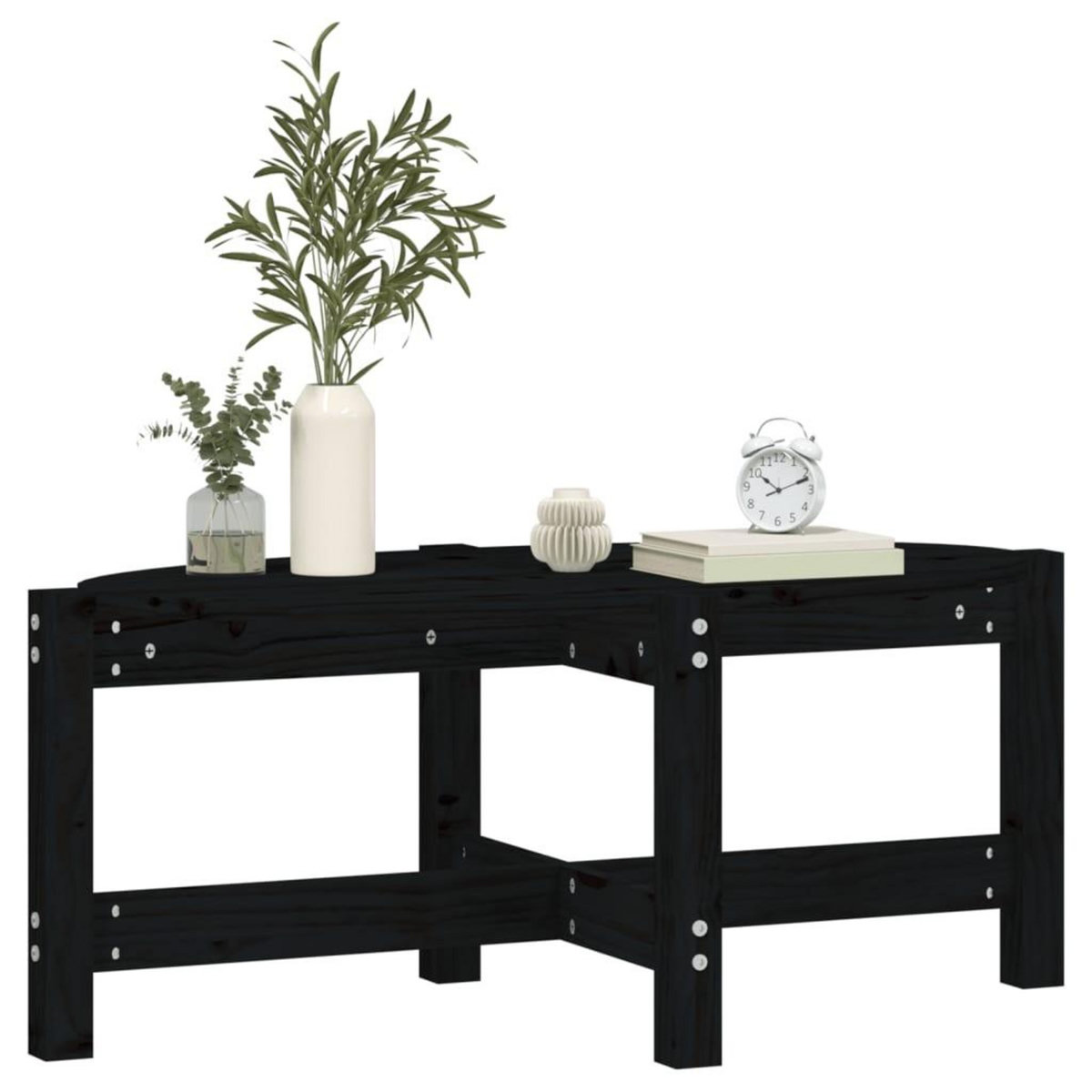 VIDAXL Table basse Noir 87x48x35 cm Bois massif de pin
