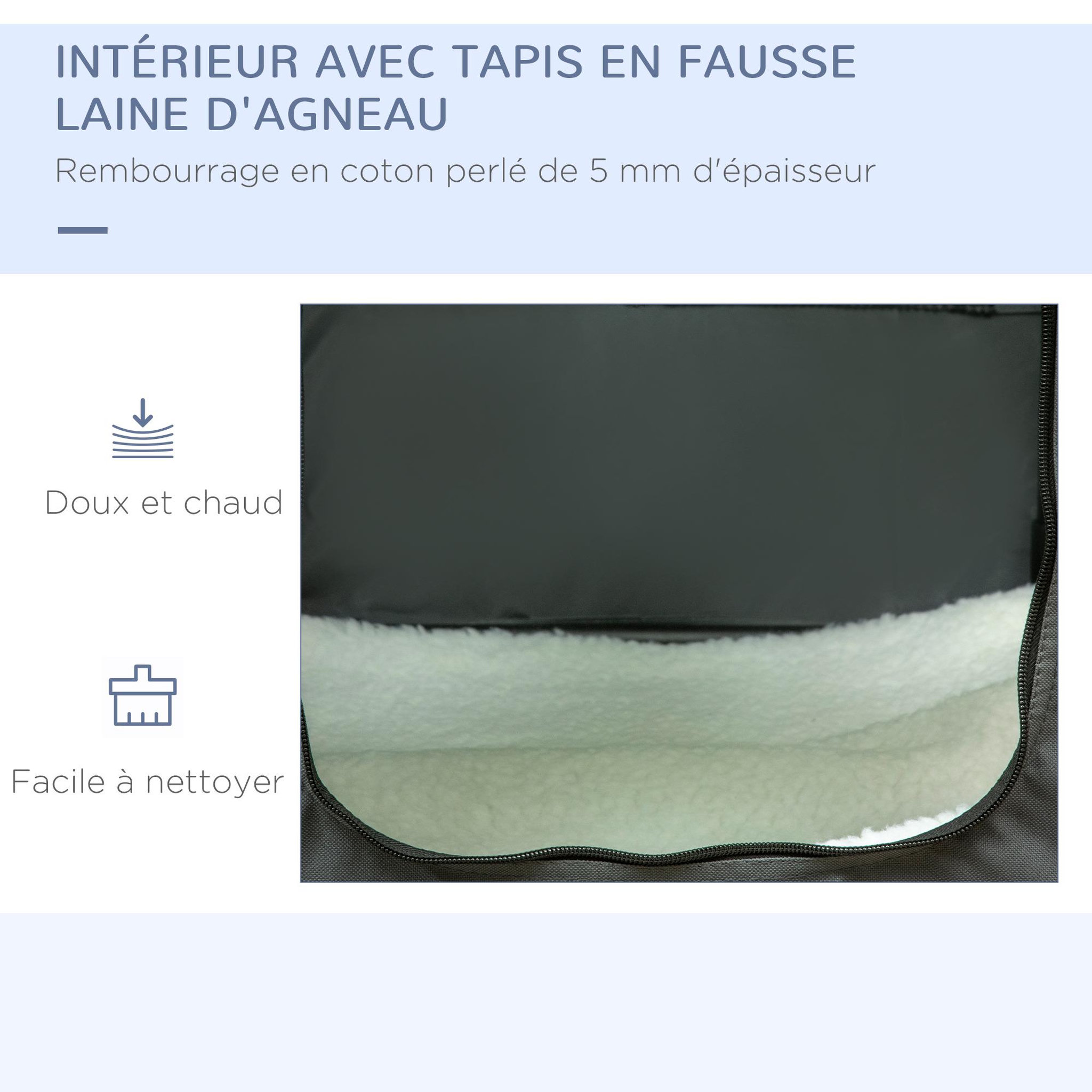 Voir la diapositive 5 : PAWHUT Sac de transport pliable pour chien chat - 2 poignées, 3 portes - dim. 79L x 57l x 57H cm - acier polyester gris