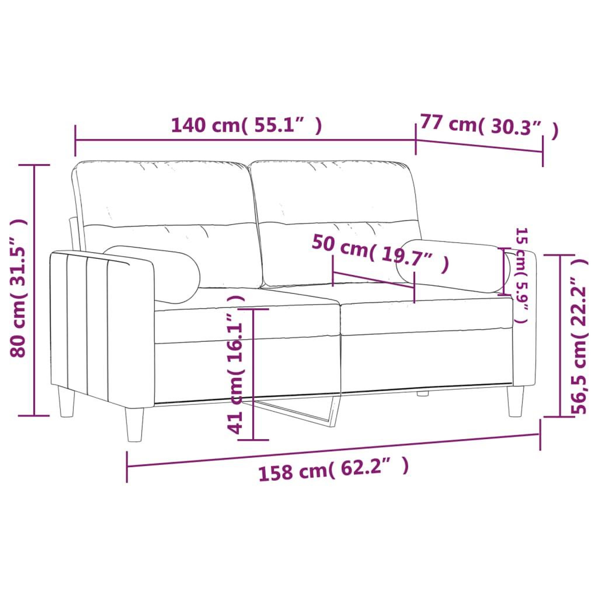 Voir la diapositive 6 : VIDAXL Canape 2 places avec oreillers bordeaux 140 cm tissu