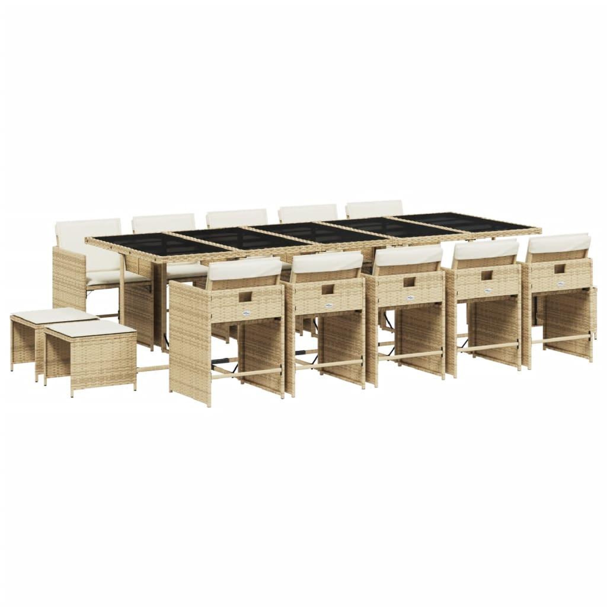 Voir la diapositive 2 : VIDAXL Ensemble a manger de jardin et coussins 15 pcs beige
