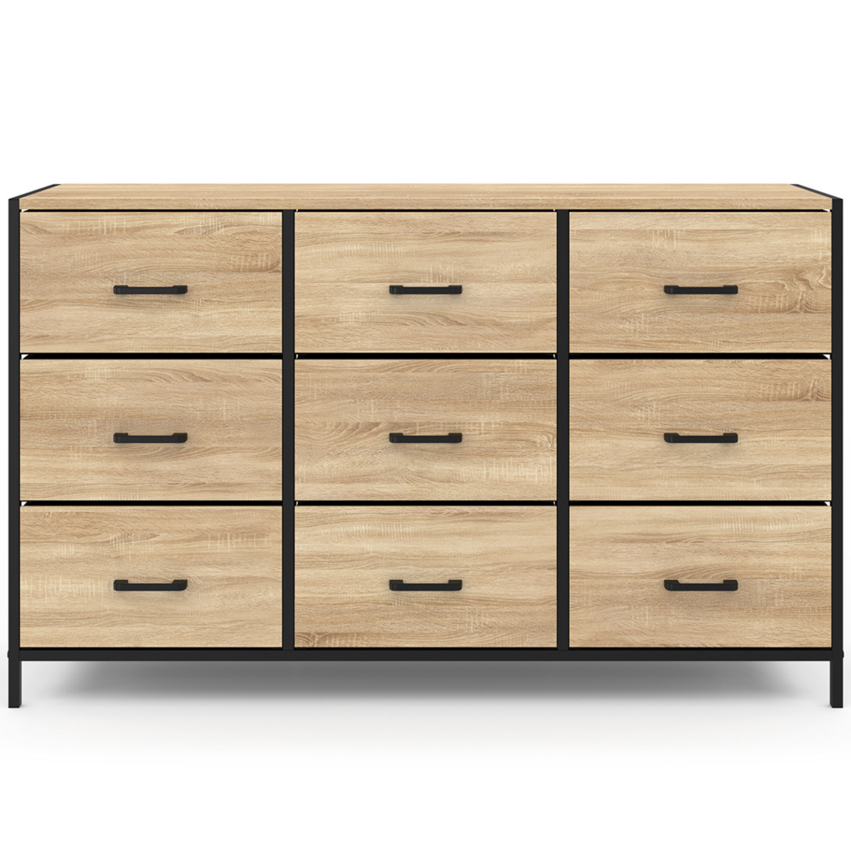 ID MARKET Commode 9 tiroirs en tissu UTAH 115 cm meuble de rangement design industriel