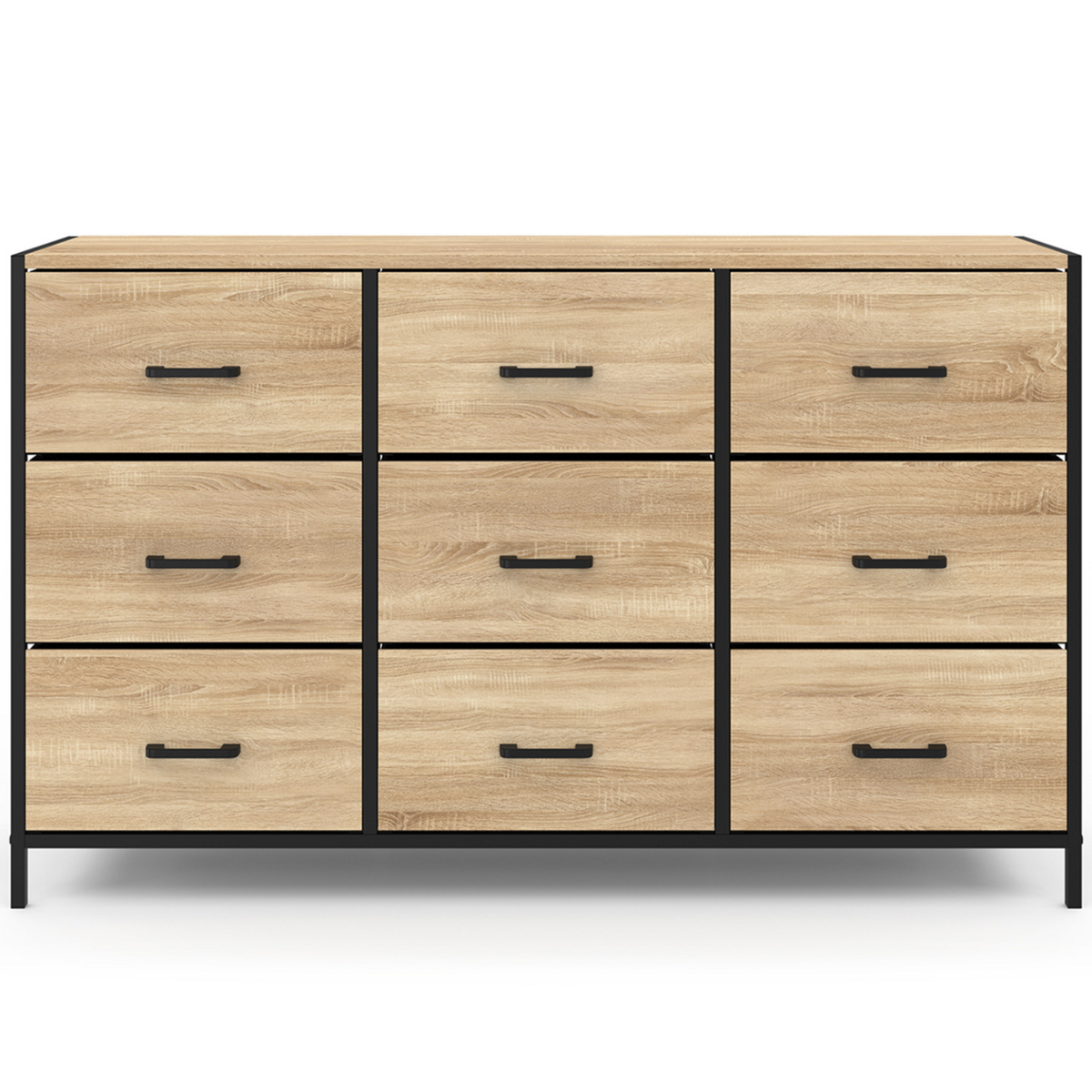 ID MARKET Commode 9 tiroirs en tissu UTAH 115 cm meuble de rangement design industriel