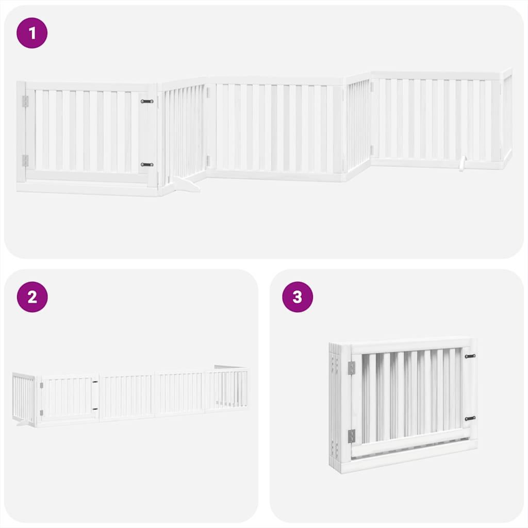 Voir la diapositive 5 : VIDAXL Barriere pour chien porte pliable 6panneaux blanc bois peuplier
