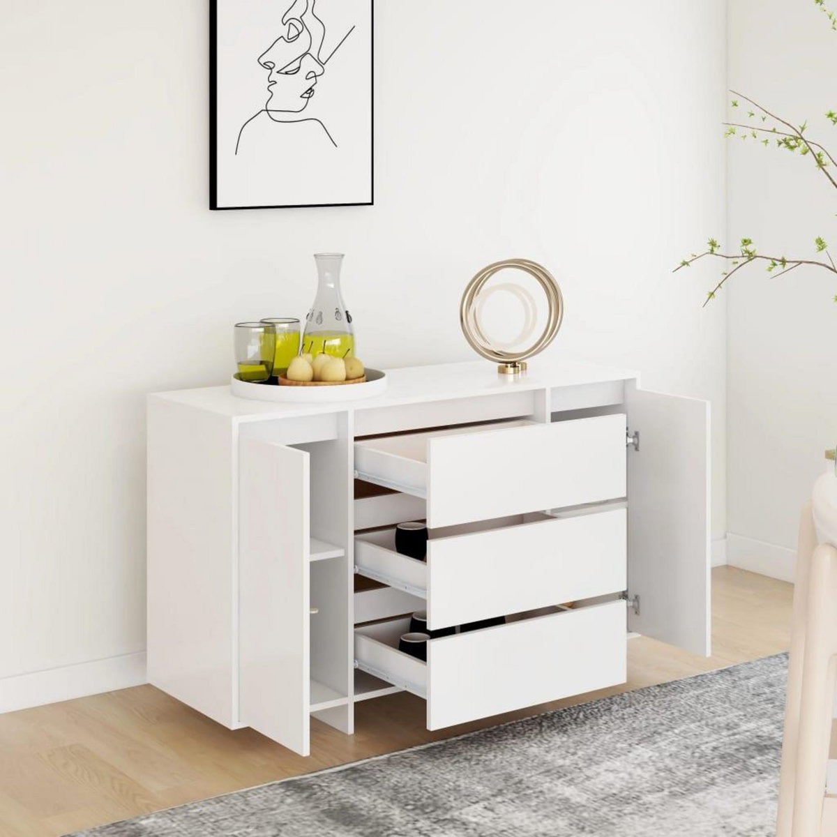 VIDAXL Buffet avec 3 tiroirs Blanc 120x41x75 cm Bois d'ingenierie