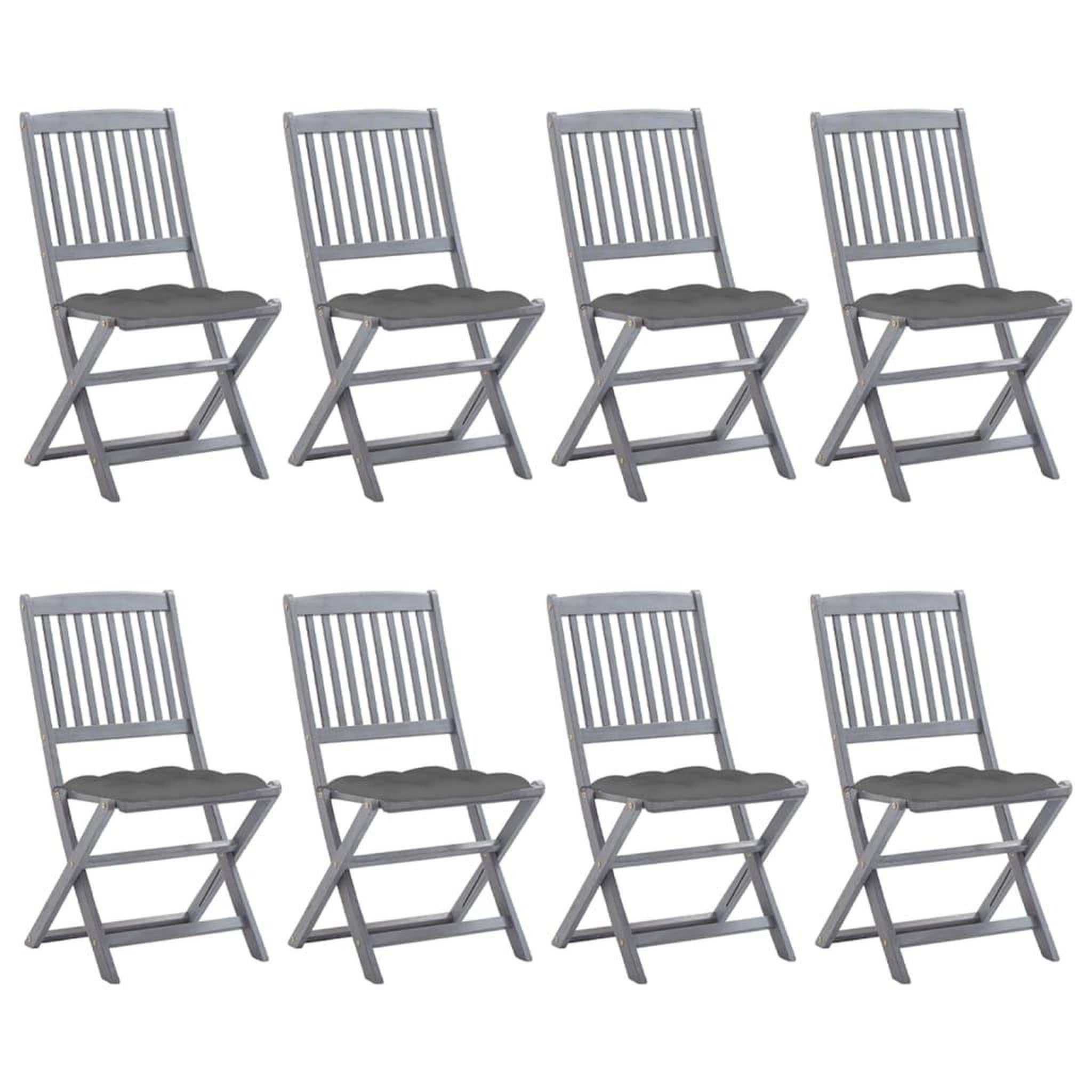Voir la diapositive 1 : VIDAXL Chaises pliables d'exterieur lot de 8 et coussins Bois d'acacia