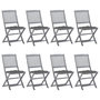Voir la diapositive 1 : VIDAXL Chaises pliables d'exterieur lot de 8 et coussins Bois d'acacia