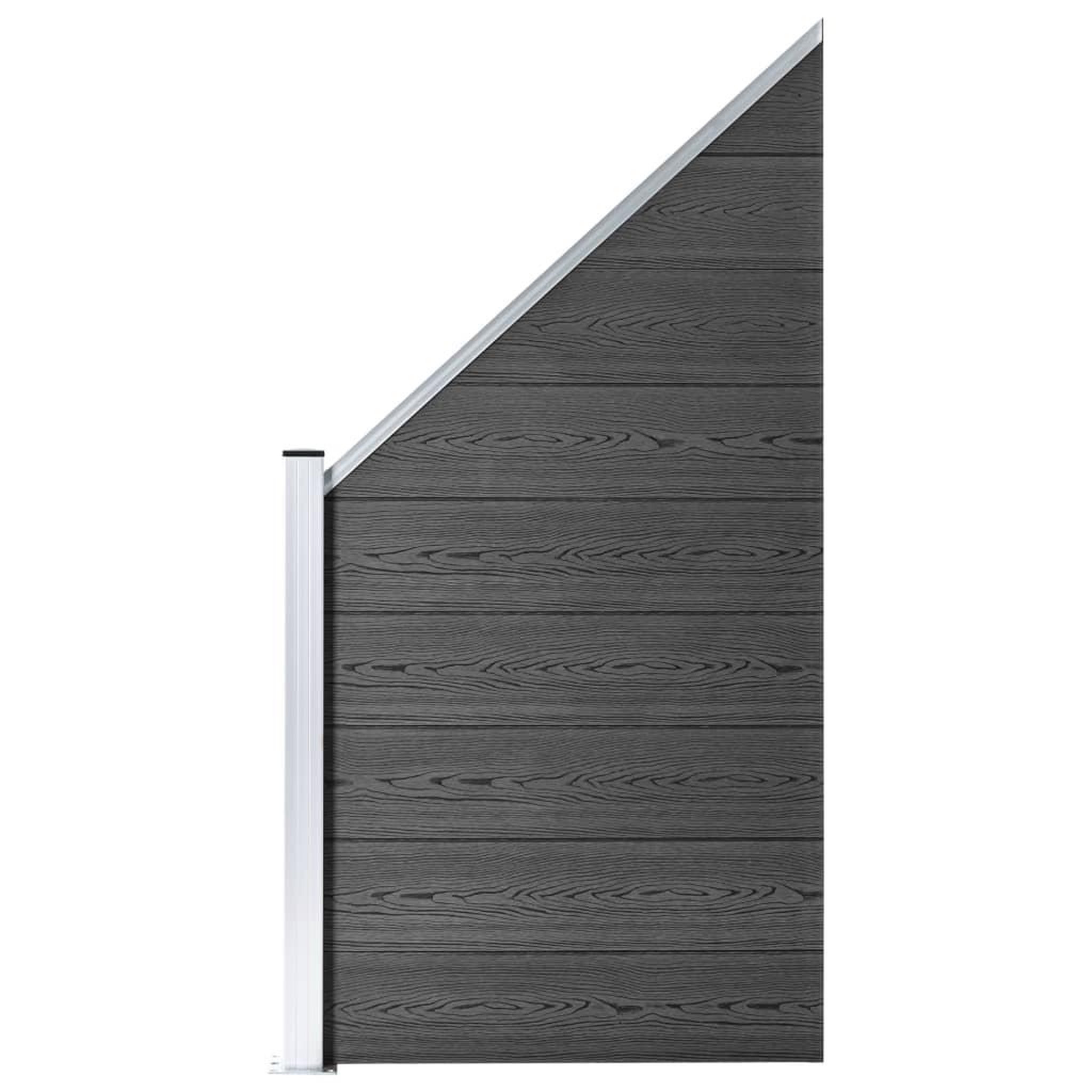 Voir la diapositive 2 : VIDAXL Ensemble de panneau de cloture WPC 1657x(105-186) cm Noir