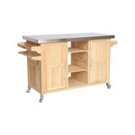 SWEEEK Cuisine d'extérieure 130cm bois avec poignées. 7 espaces de rangement L 130 x l 60 x h 89.5cm