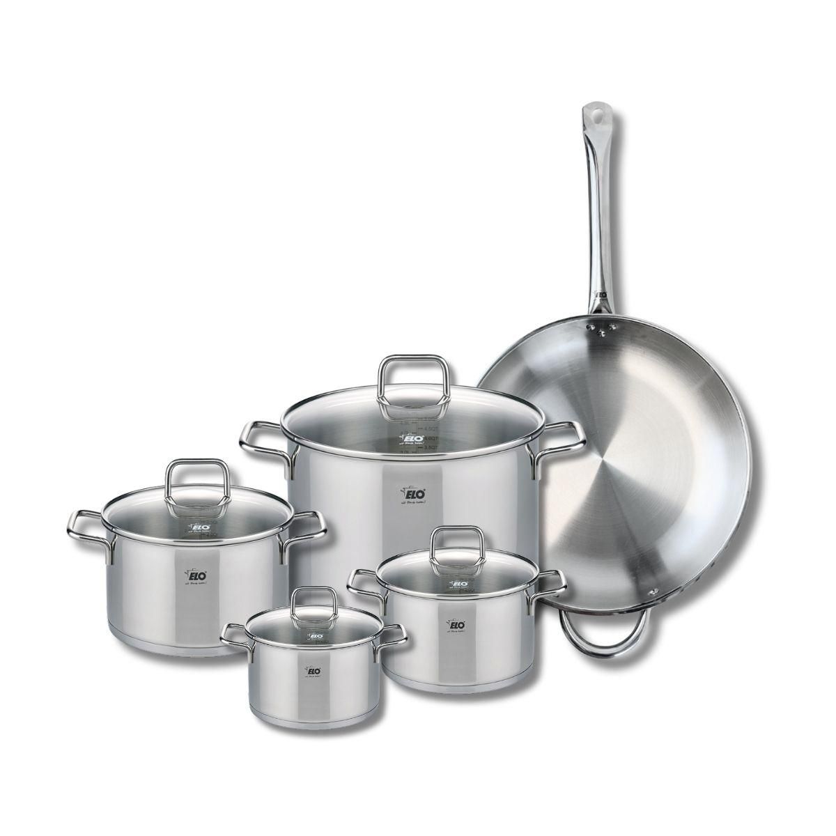 666 Barcelona Set de 1 Poêle de cuisson 32 cm et 4 faitouts 14, 16, 20 et 26 cm Elo Profi Citrin