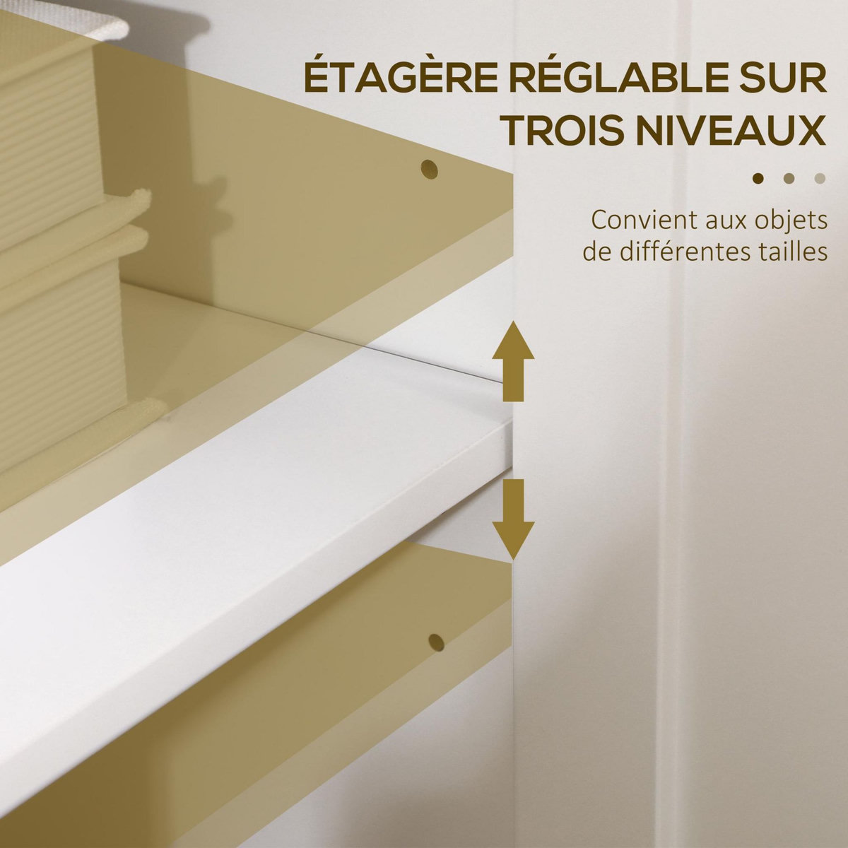 HOMCOM Buffet bas style classique chic - 3 portes, 2 étagères réglables - MDF panneaux blanc aspect bois clair