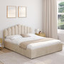 Voir la diapositive 4 : ID MARKET Lit coffre double NOELIE avec tête de lit et sommier 160 x 200 cm velours beige