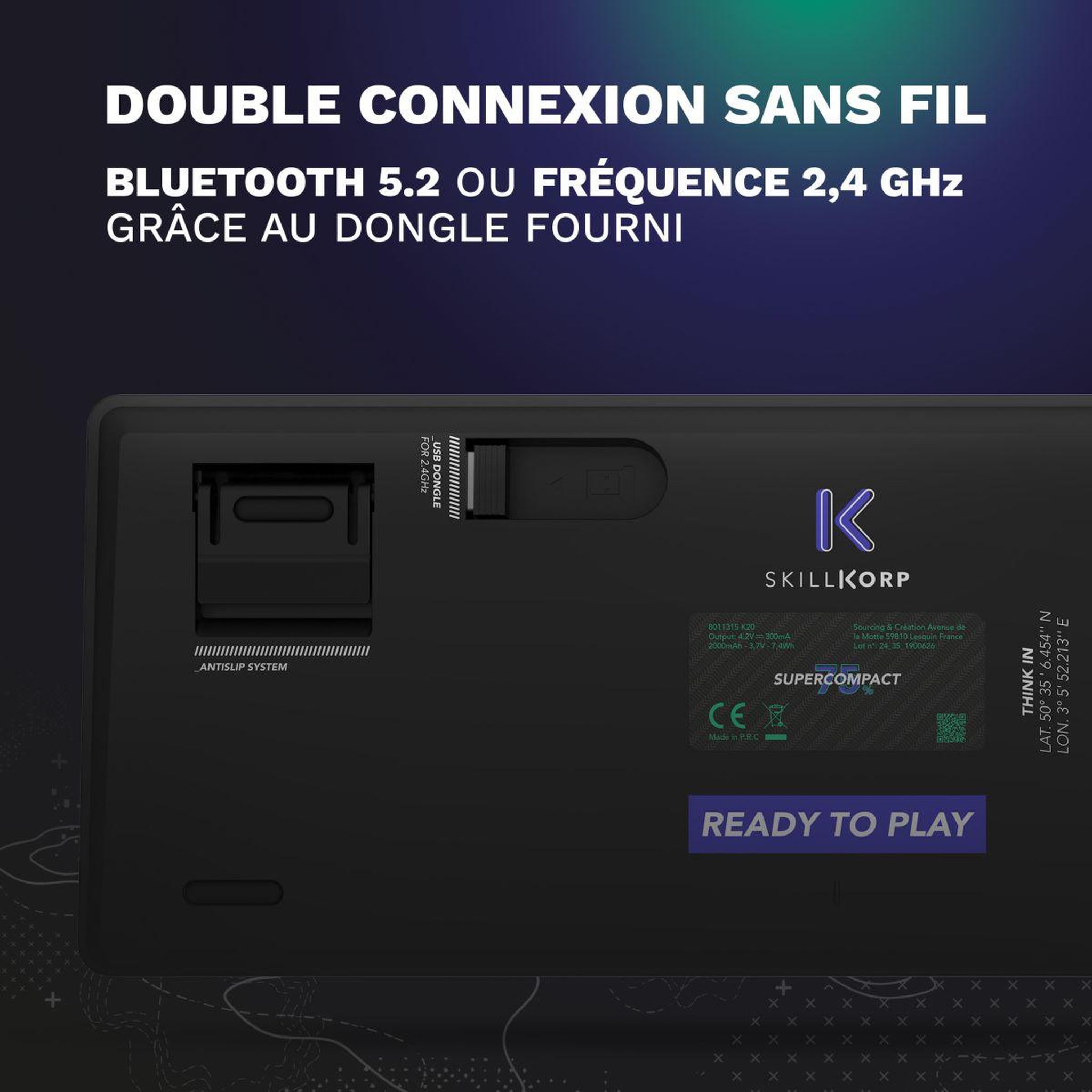 Voir la diapositive 3 : SKILLKORP Clavier gamer sans fil k20 ultimate