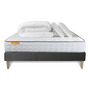 Voir la diapositive 2 : SEPTNUITS Pack matelas Memo + sommier kit gris + 2 oreillers mémoire de forme