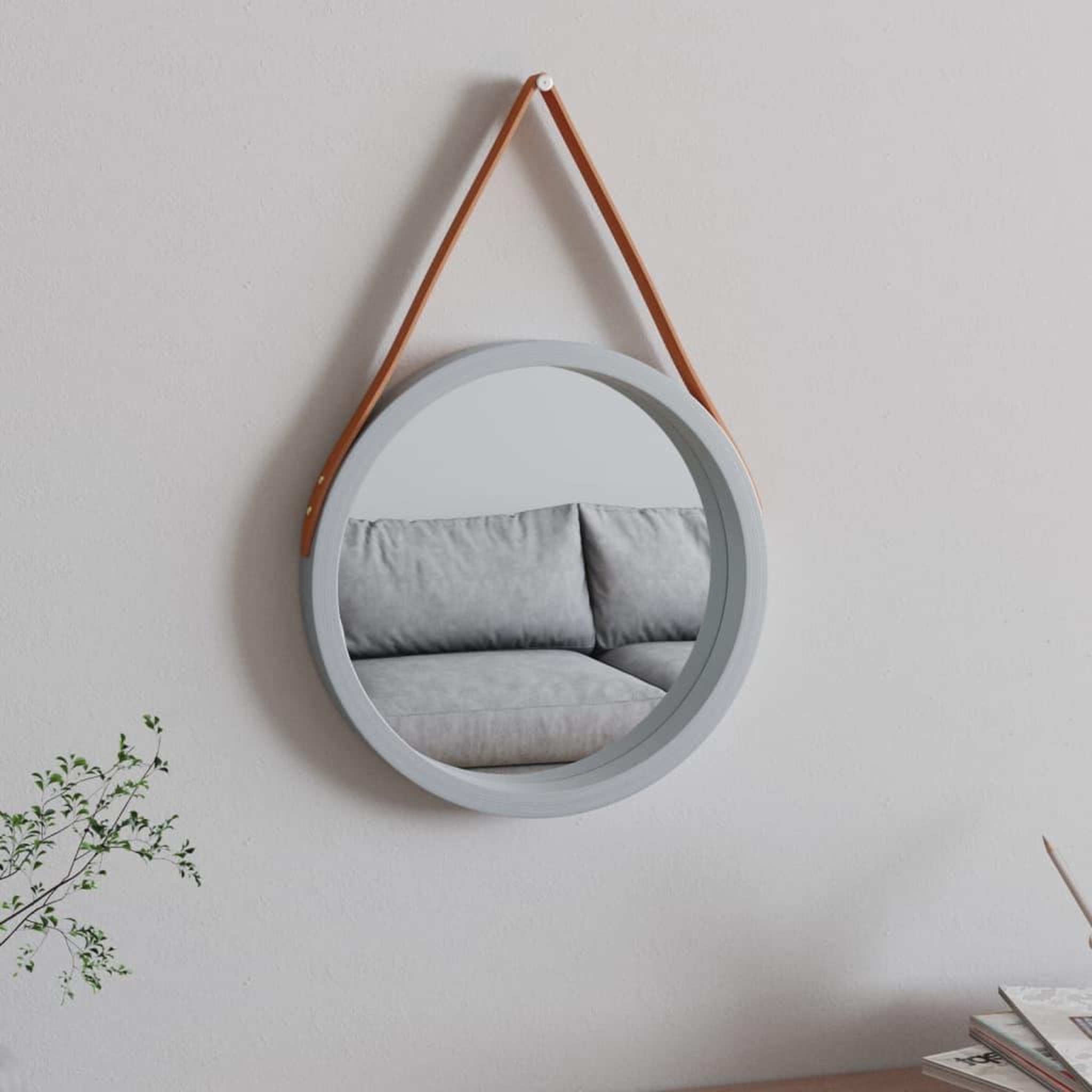 Voir la diapositive 1 : VIDAXL Miroir mural avec sangle Argente Ø 35 cm