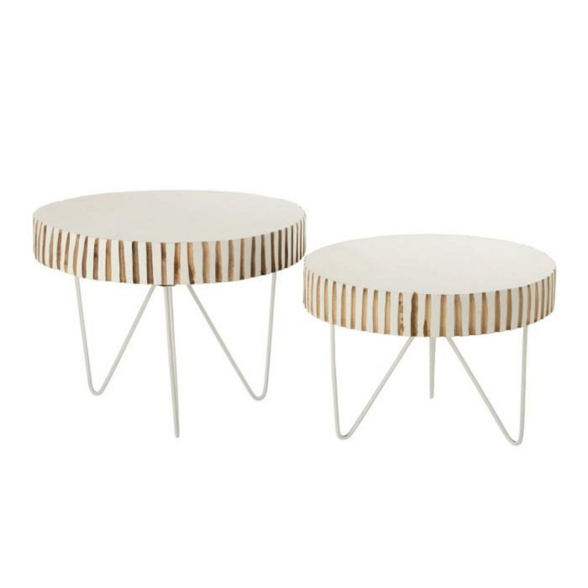 Paris Prix Lot de 2 Tables d'Appoint en Bois  Ying  48cm Blanc & Naturel