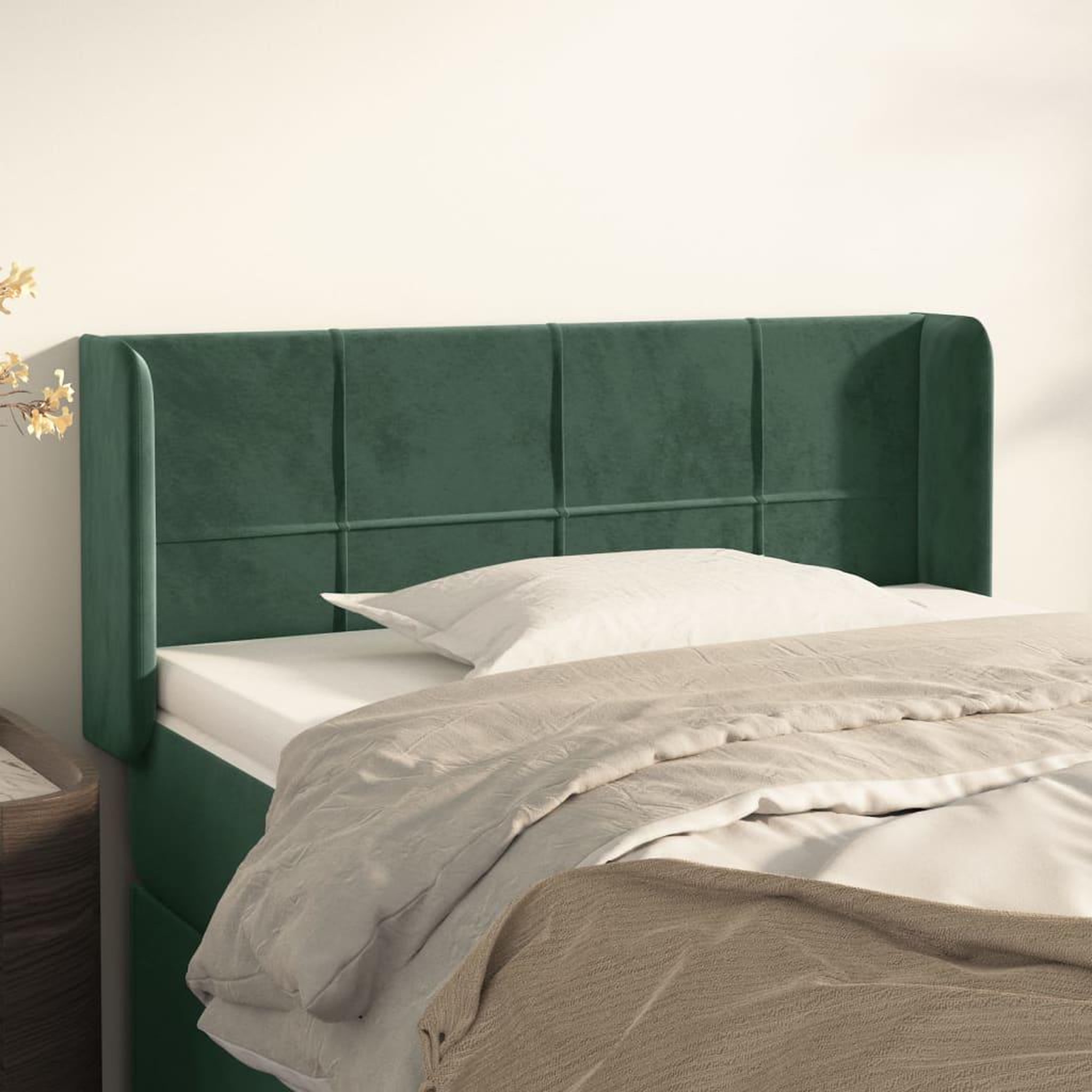 Voir la diapositive 1 : VIDAXL Tete de lit avec oreilles Vert fonce 83x16x78/88 cm Velours