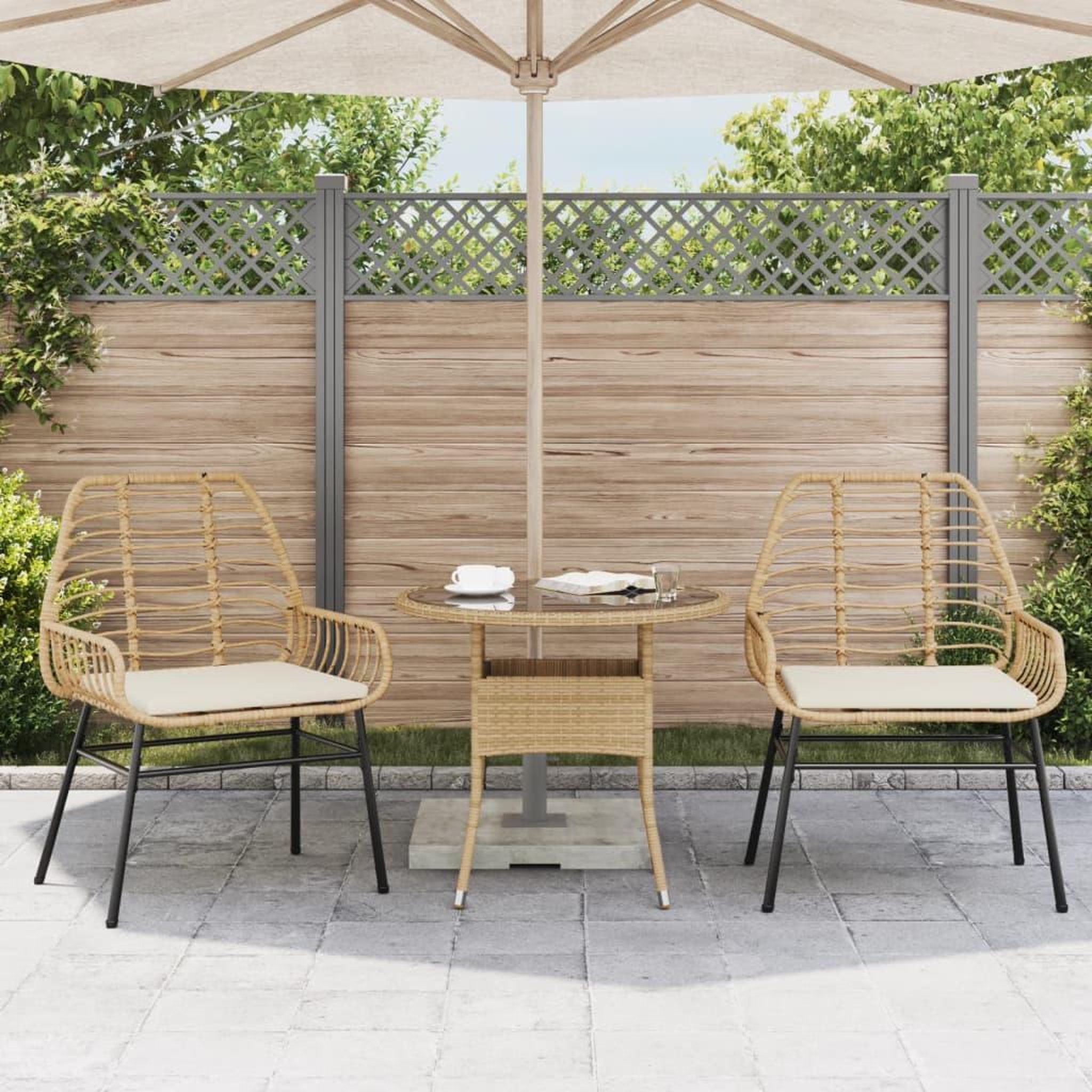 Voir la diapositive 3 : VIDAXL Chaises de jardin lot de 2 et coussins marron rotin