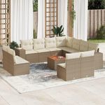 VIDAXL Salon de jardin avec coussins 12 pcs beige resine tressee