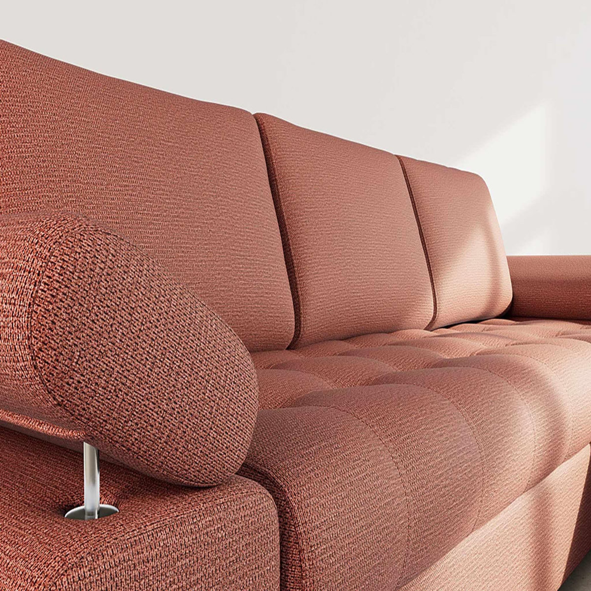 BEST MOBILIER Bianca - canapé d'angle droit 4 places convertible avec coffre en tissu texturé