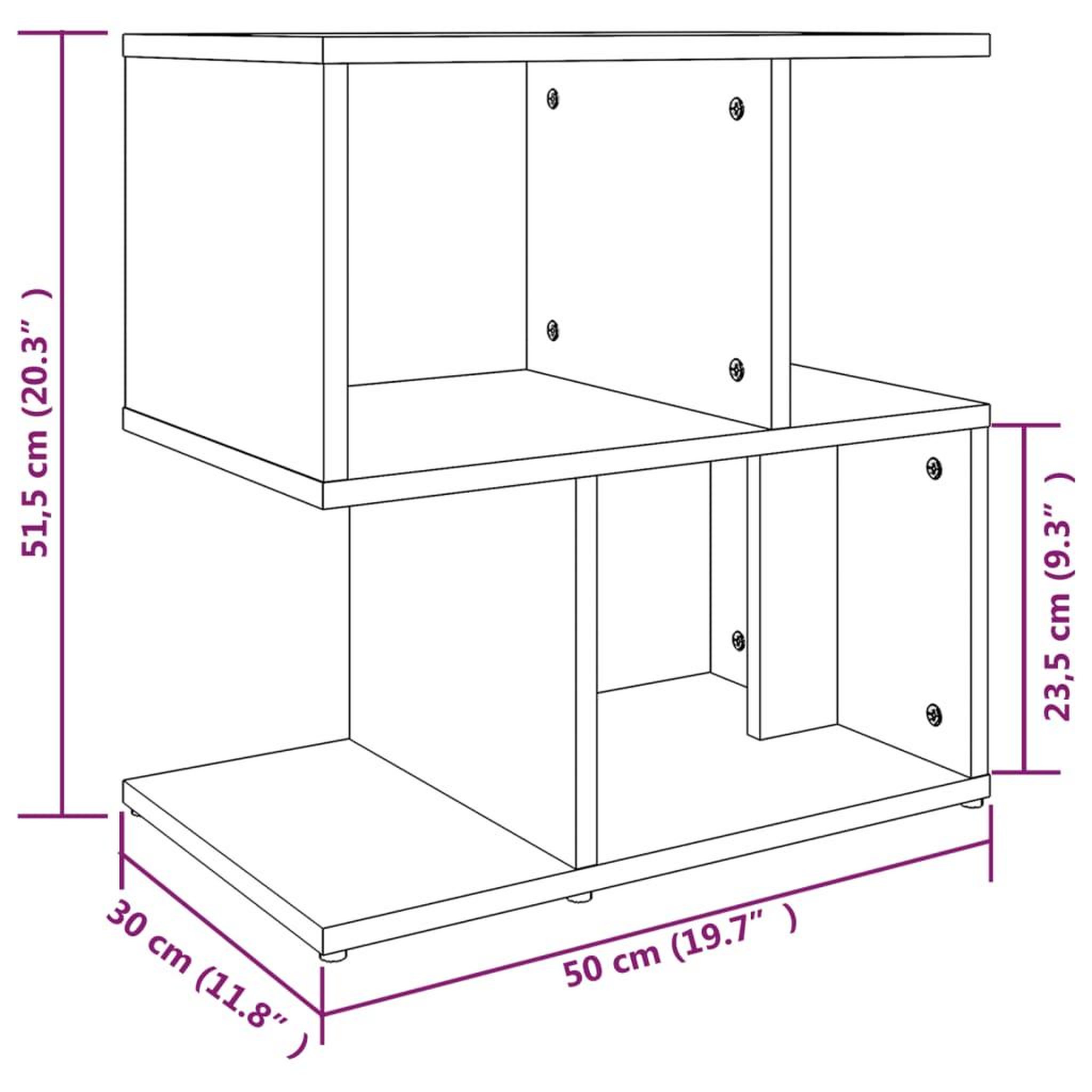 Voir la diapositive 6 : VIDAXL Table de chevet Chene fume 50x30x51,5 cm Bois d'ingenierie