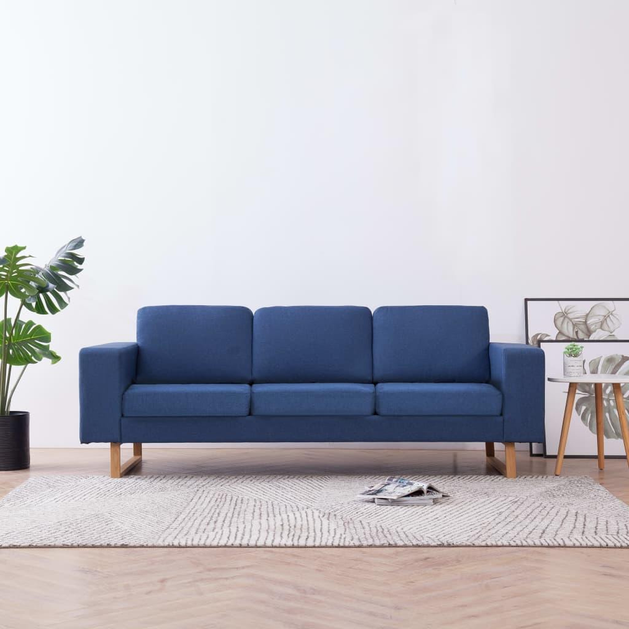Voir la diapositive 1 : VIDAXL Canape a 3 places Tissu Bleu