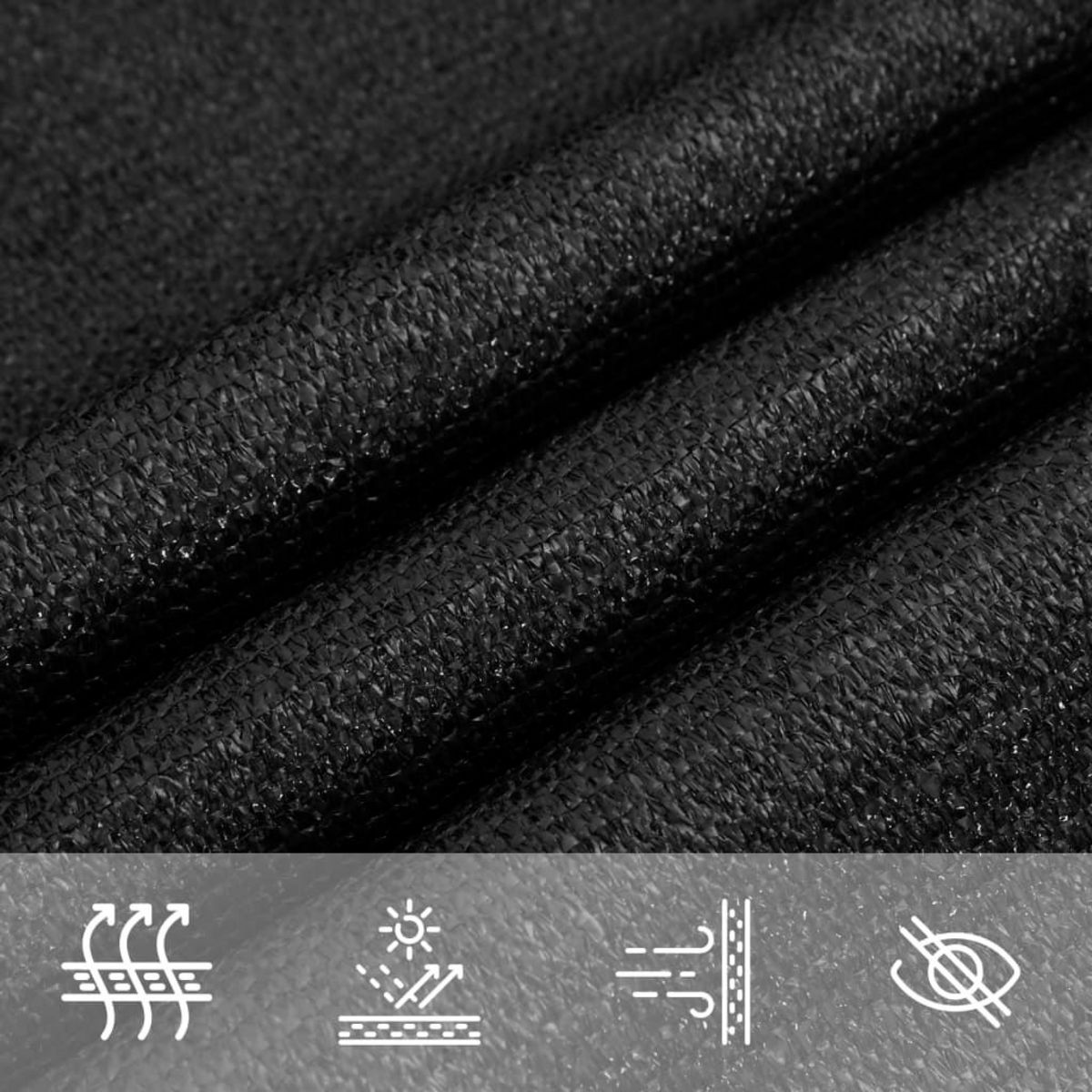 VIDAXL Voile d'ombrage 160 g/m^2 Noir 2x2 m PEHD