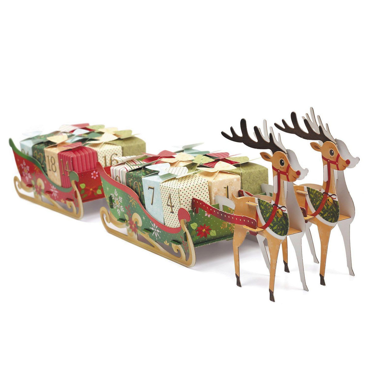 Graine créative Calendrier de l'Avent rennes et traîneau à construire