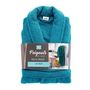 Voir la diapositive 6 : Paris Prix Peignoir Col Châle en Coton  Tendresse  Bleu Paon