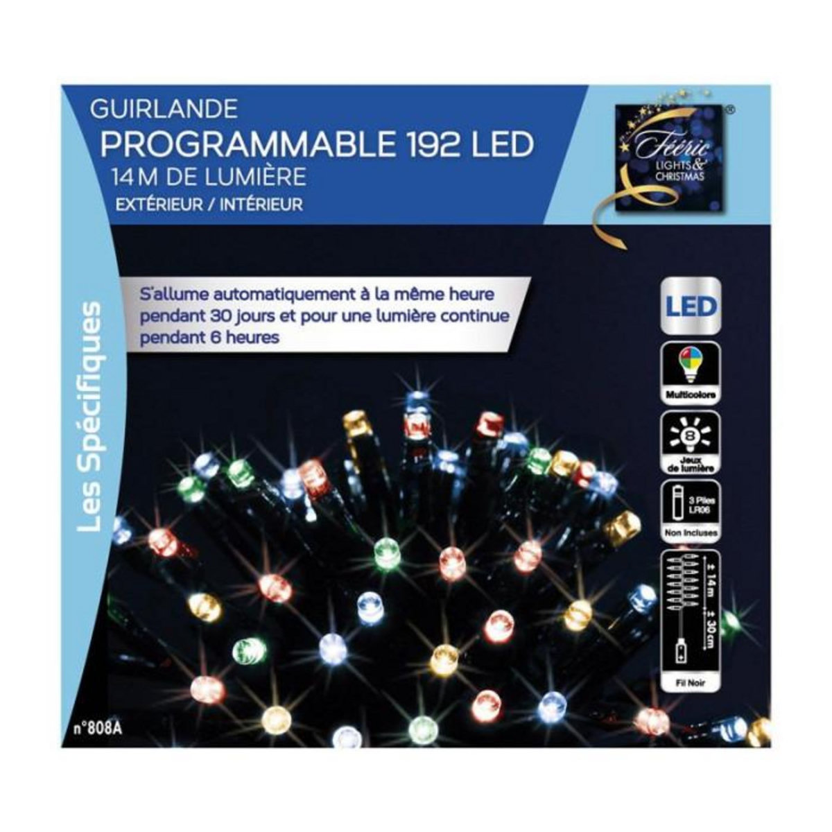 FEERIC LIGHT & CHRISTMAS Guirlande Lumineuse Extérieur  Program  14m Multicolore
