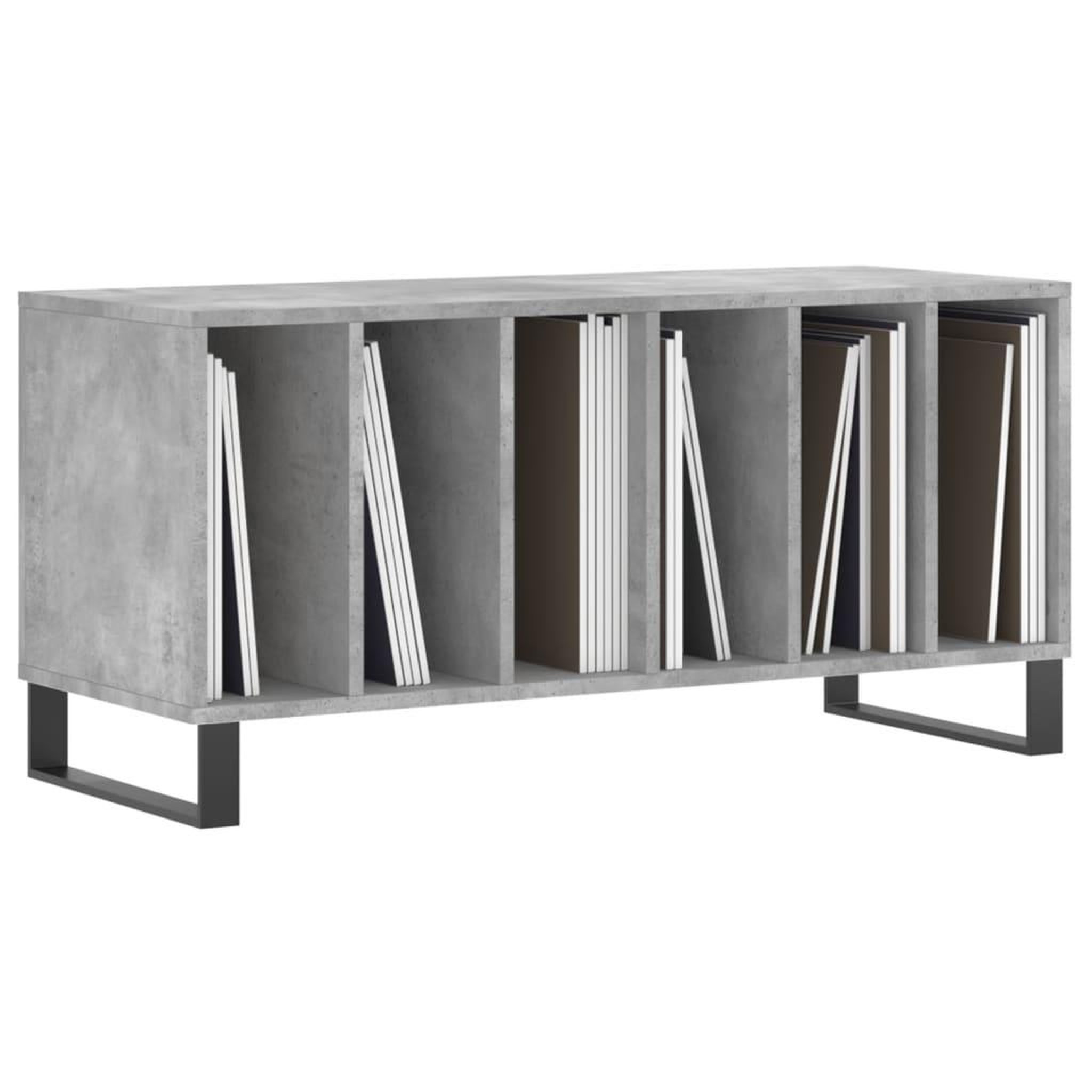 Voir la diapositive 3 : VIDAXL Armoire a disques gris beton 100x38x48 cm bois d'ingenierie
