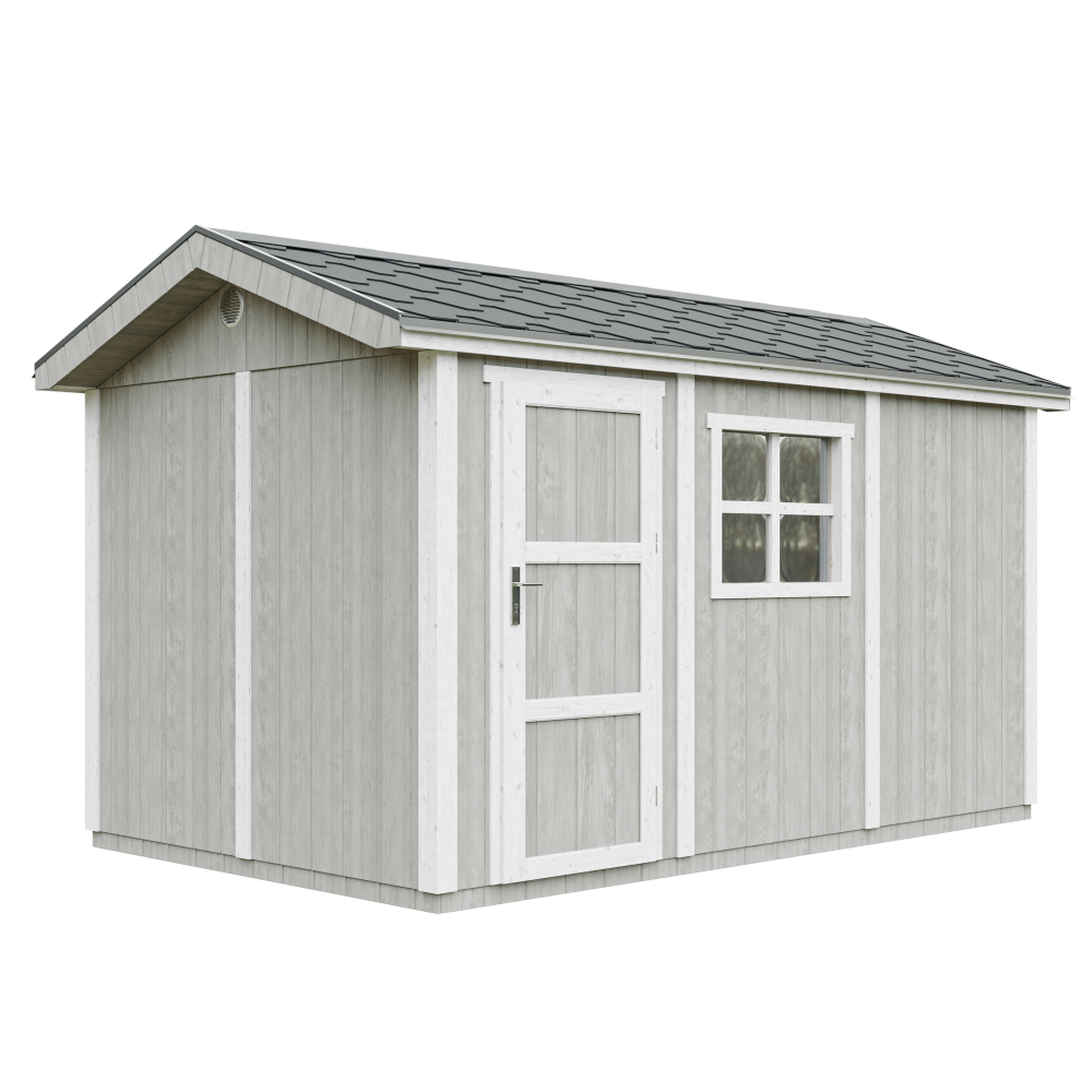 Voir la diapositive 1 : TIMBELA Abri de Jardin Qualité Premium 8,68m² H252x250x412 cm Avec un sol et des bardeaux bitumineux M914