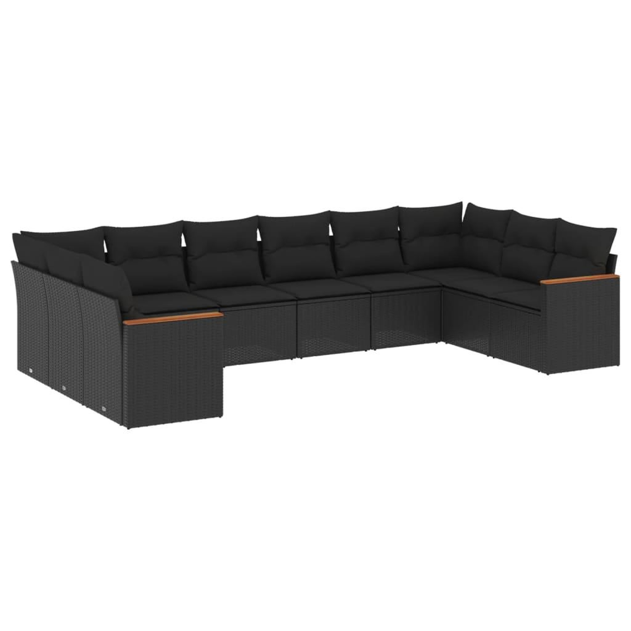 Voir la diapositive 2 : VIDAXL Salon de jardin 10 pcs avec coussins noir resine tressee