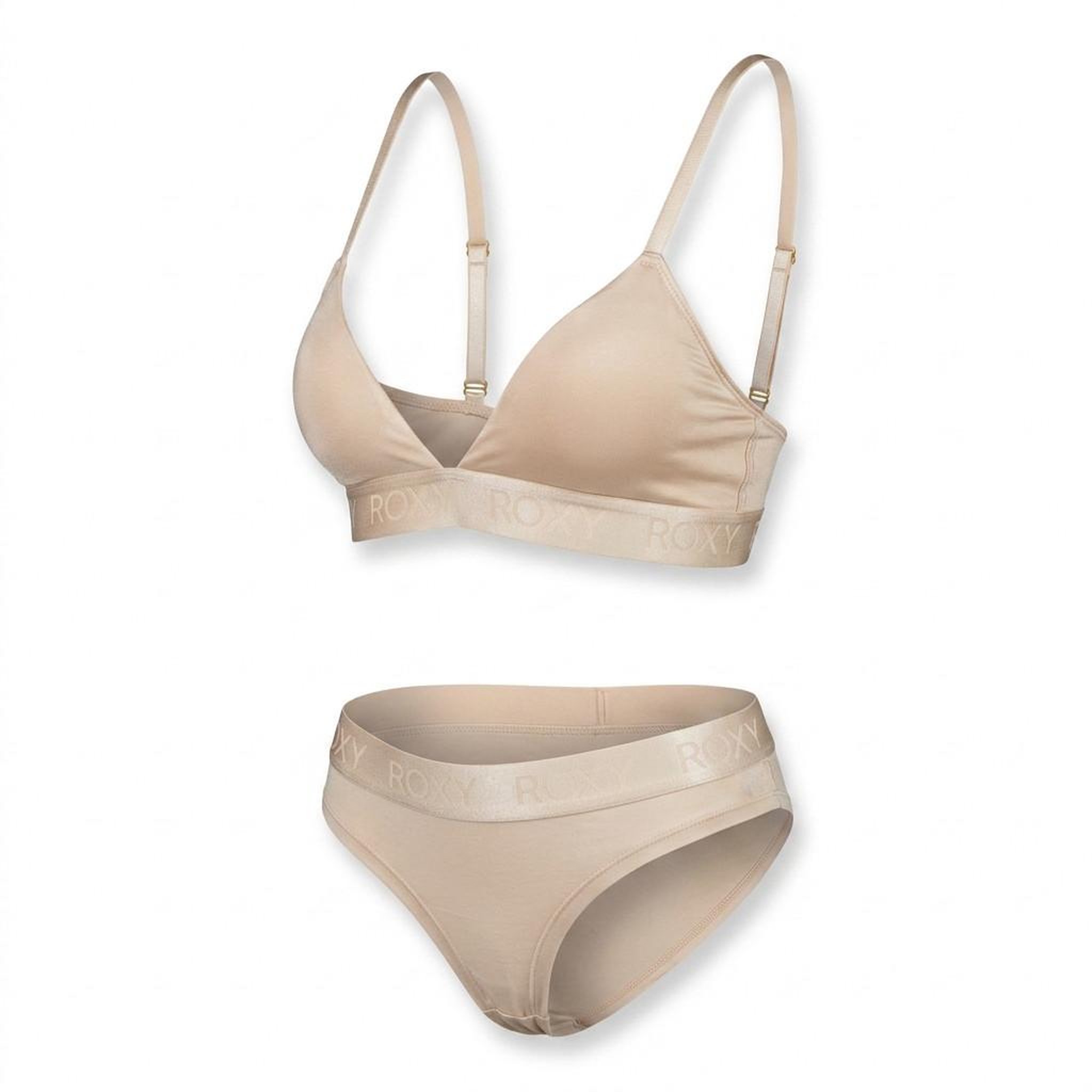 ROXY ROXY Ensemble Bralette Triangle Culotte Femme Modal Licence Officielle. Coloris disponibles : Noir, Beige