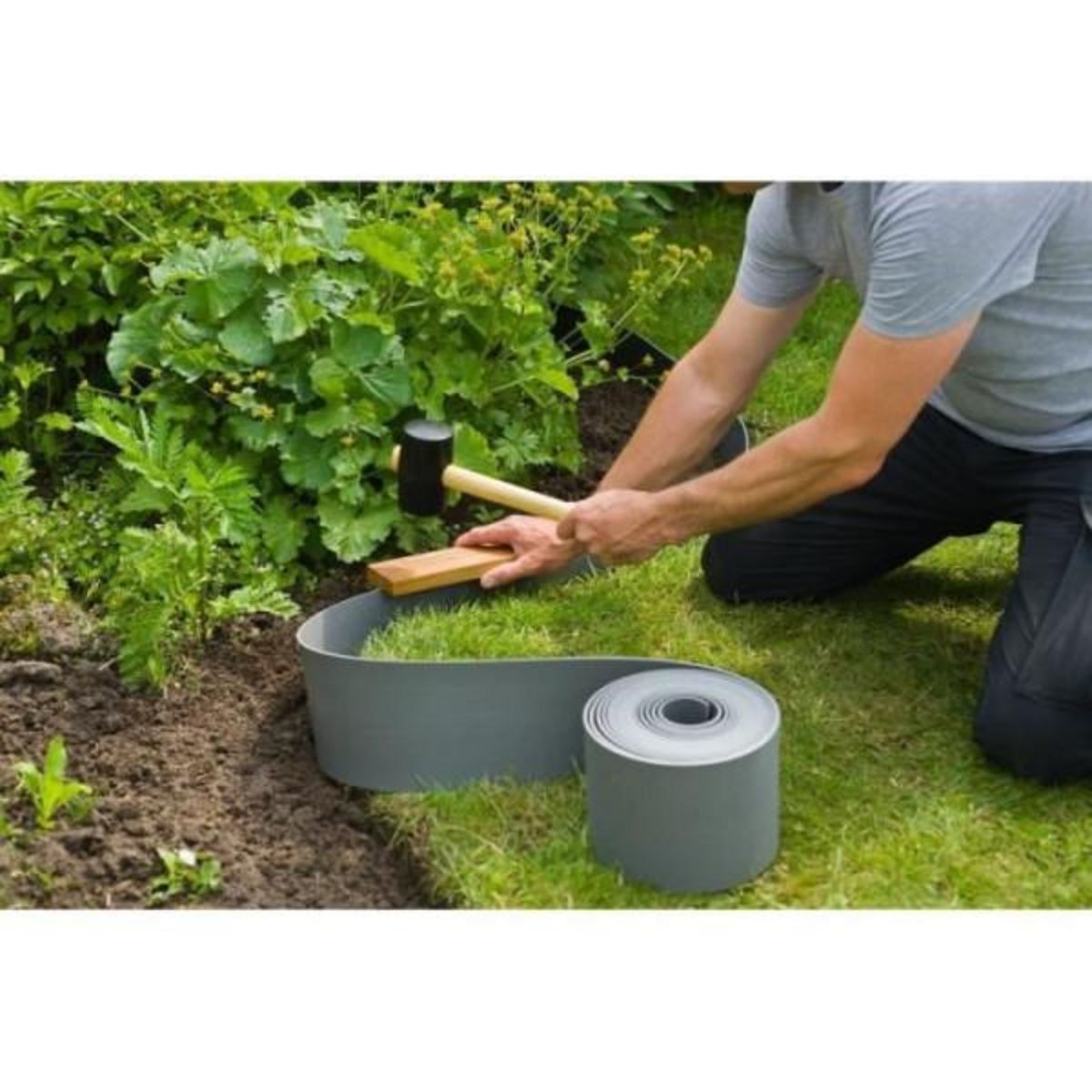 NATURE Bordure de jardin en polyéthylene gris H7,5 cm x 10 m - NATURE