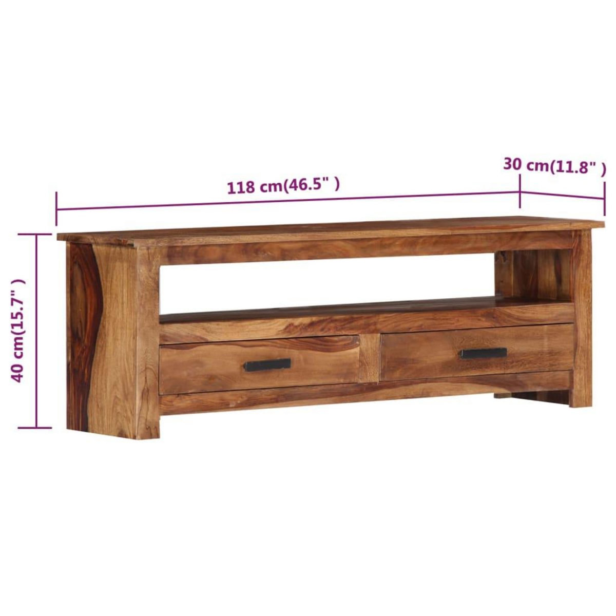 VIDAXL Meuble TV 118x30x40 cm Bois massif