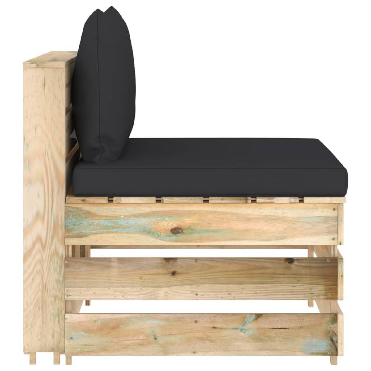 VIDAXL Canape central sectionnel avec coussins Bois impregne de vert