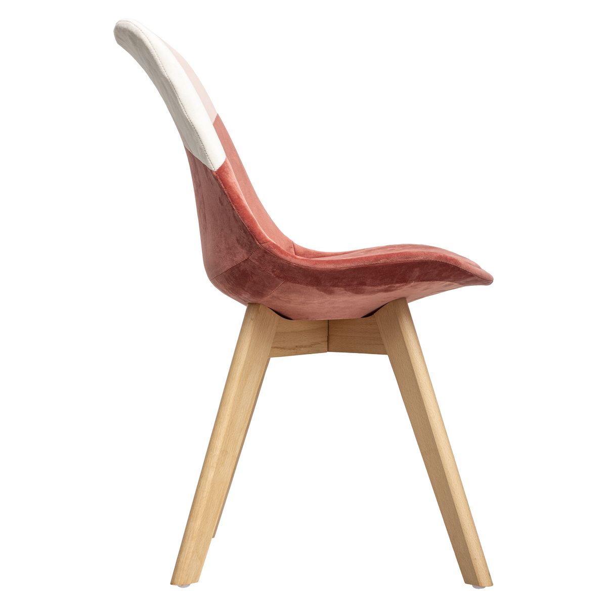 ATMOSPHERA Lot de 4 chaises patch  velours pieds bois massif OPRA