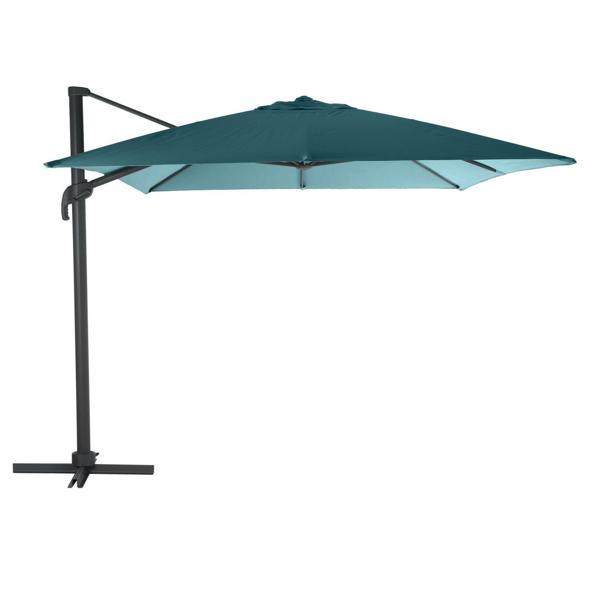 Voir la diapositive 1 : HESPERIDE Parasol déporté Eléa - 3 x 3 mètres - Bleu canard et gris