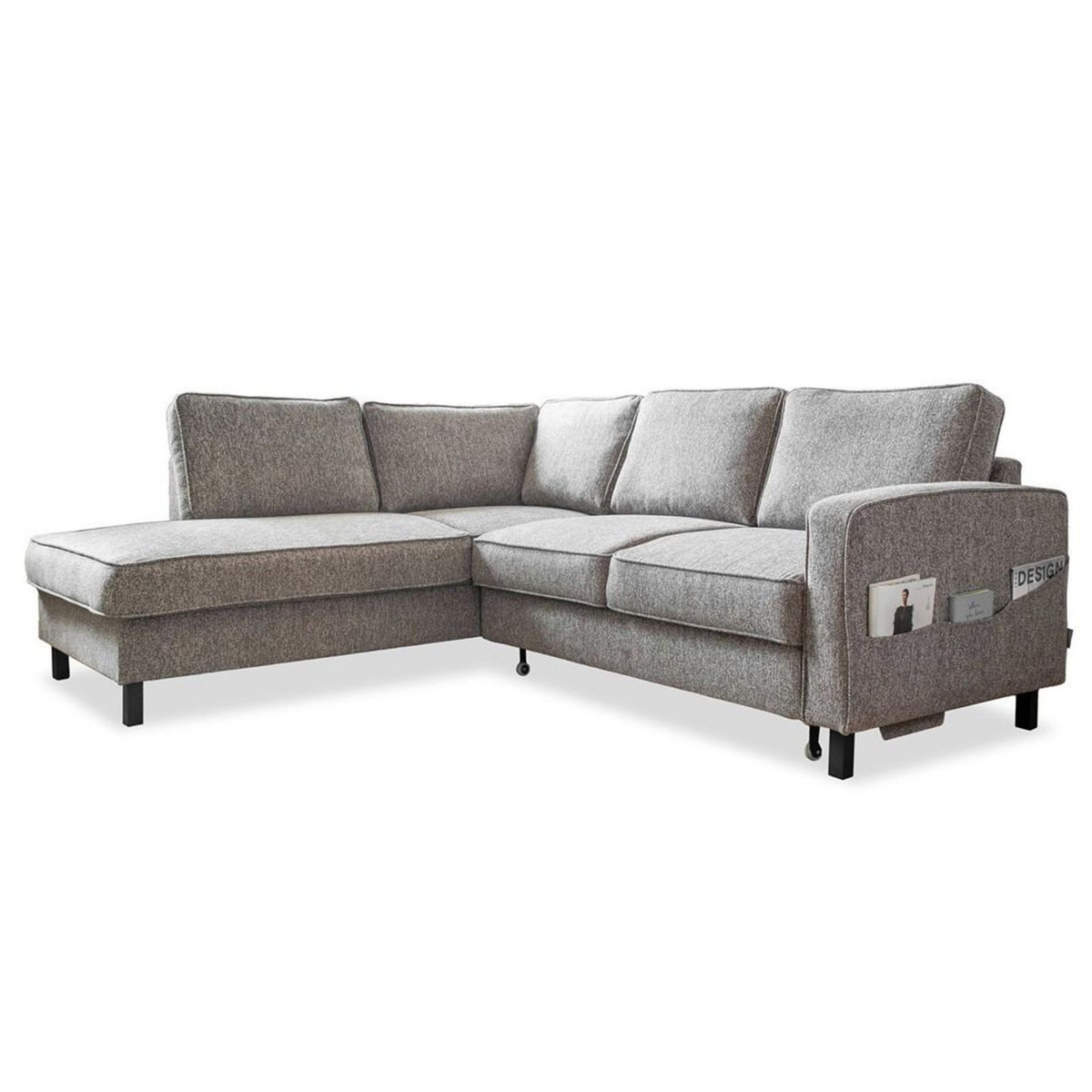 BEST MOBILIER Molly - canapé d'angle gauche 5 places convertible en tissu