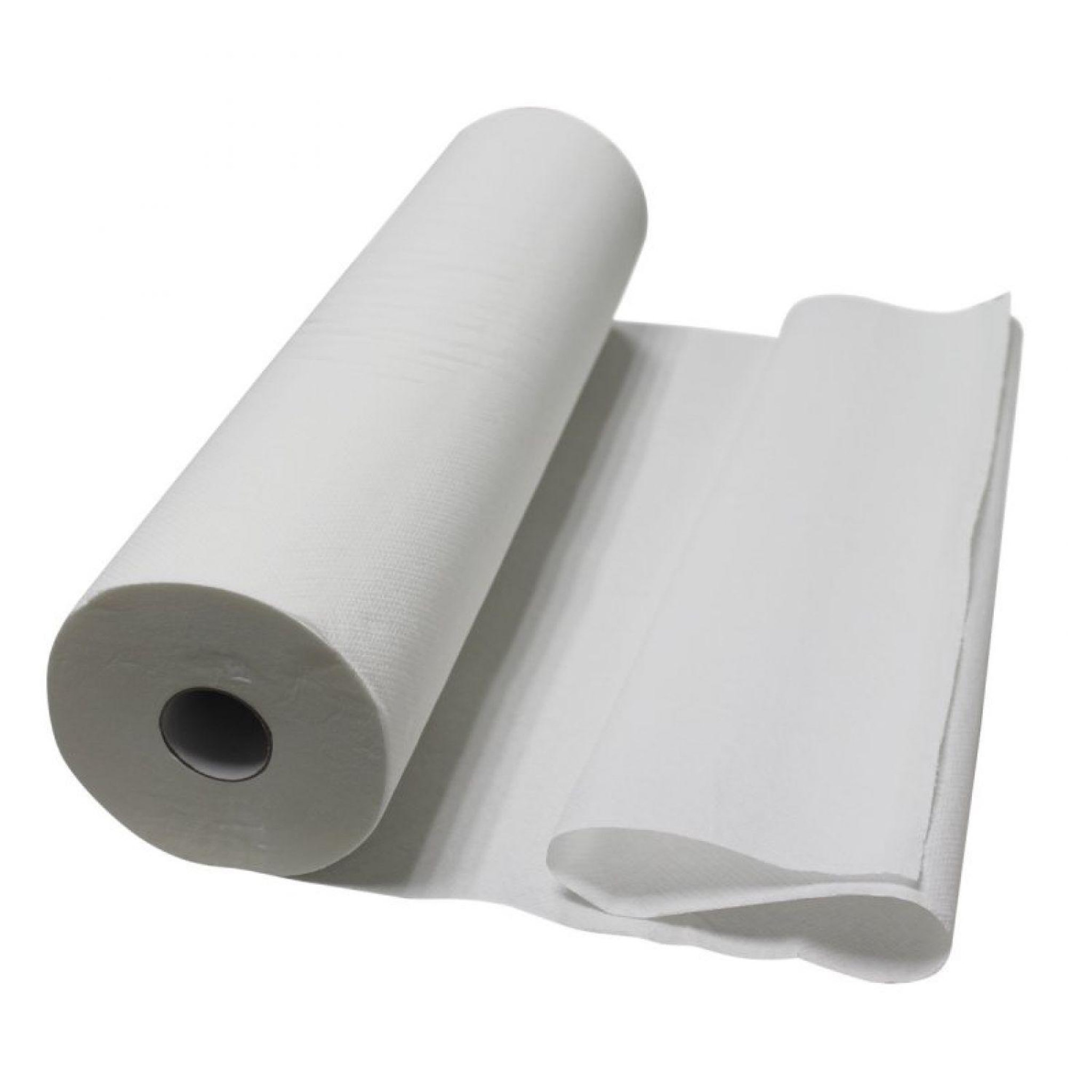 Voir la diapositive 2 : VIVEZEN Lot de 4 draps d'examen blanc 50cm x 46m - 34g/m2 double épaisseur aspect gaufré 100% pure ouate