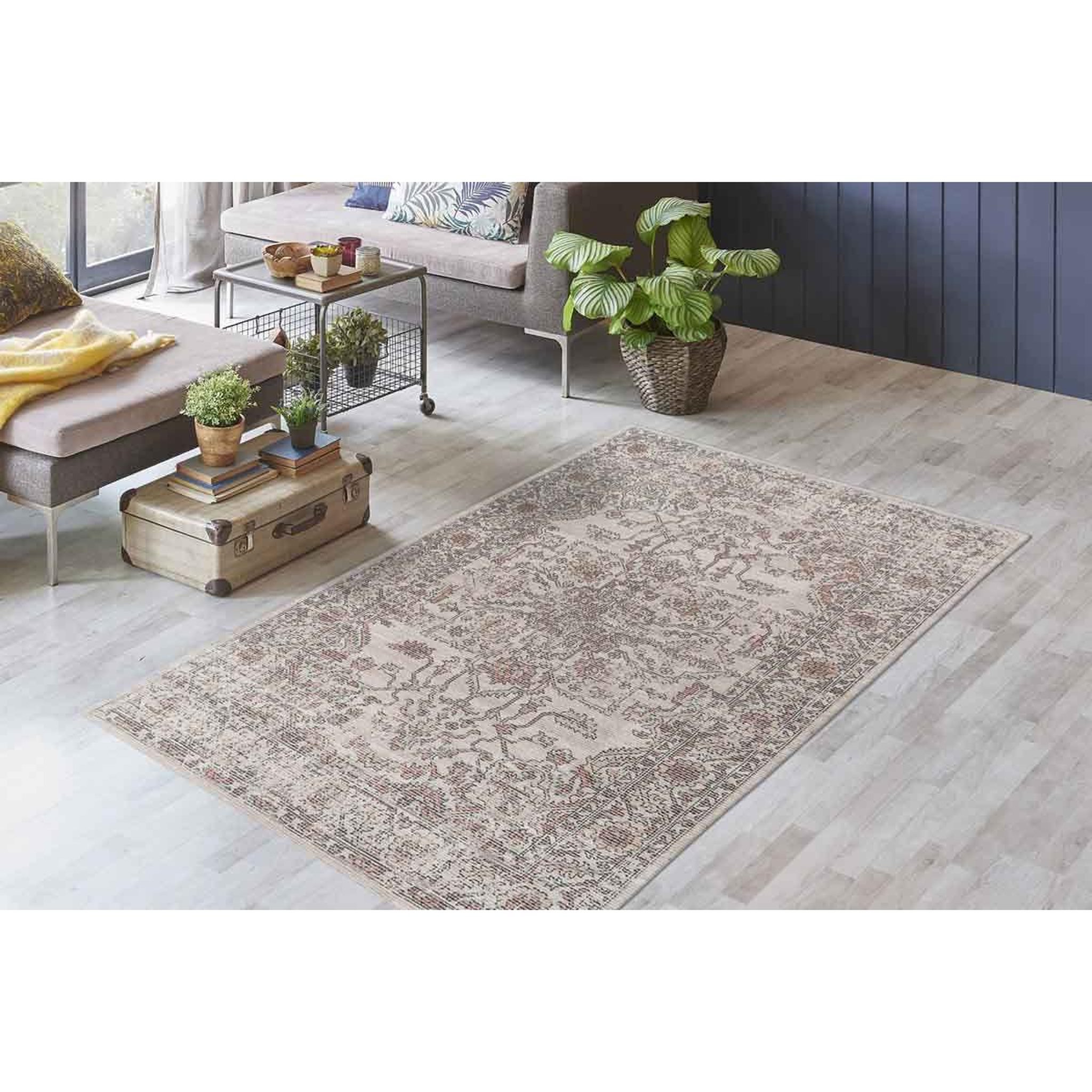 Voir la diapositive 5 : Paris Prix Tapis Tissé Motif Vintage Délavé  Percy  Beige